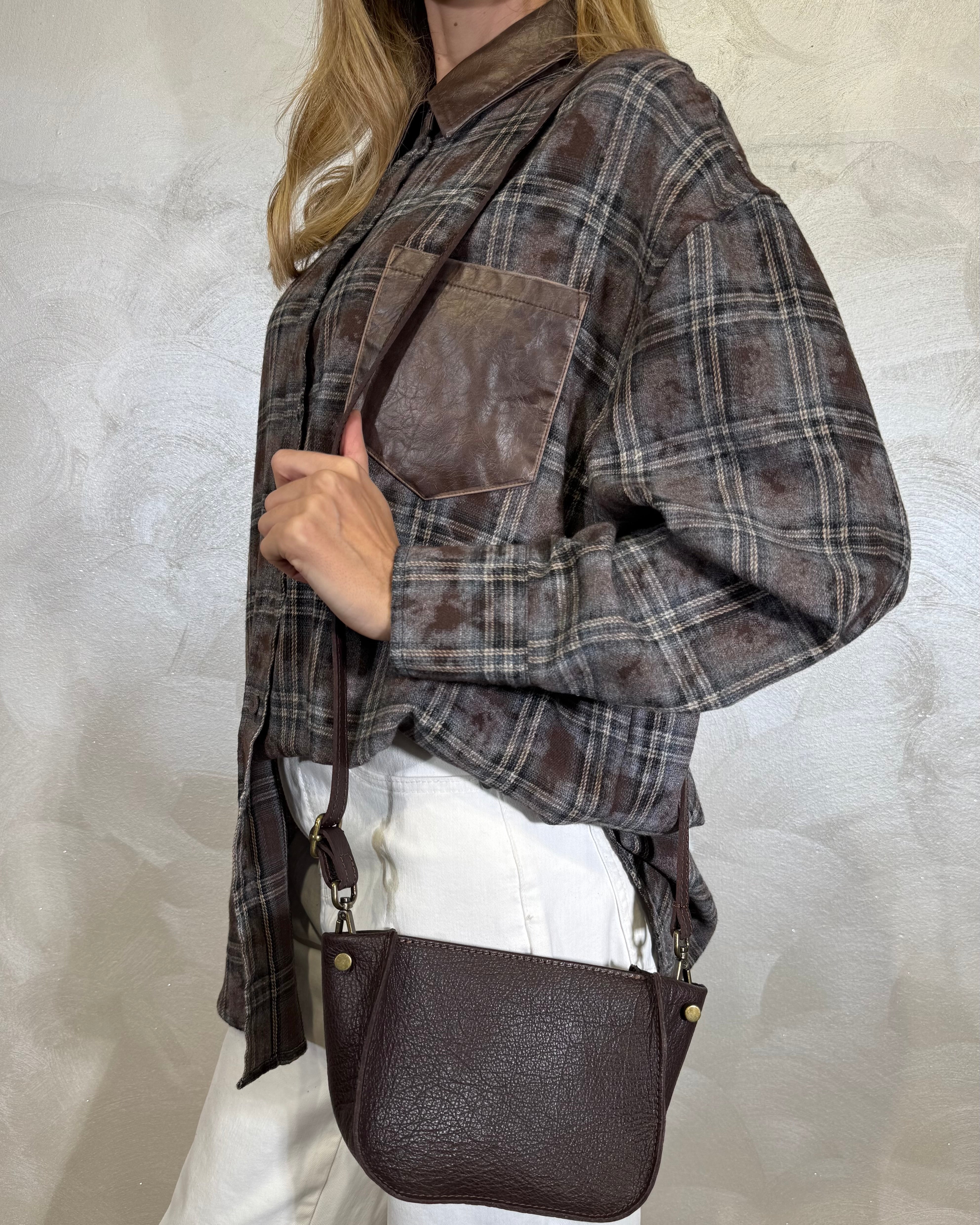 BORSA COMPATTA VERA PELLE COL.MORO