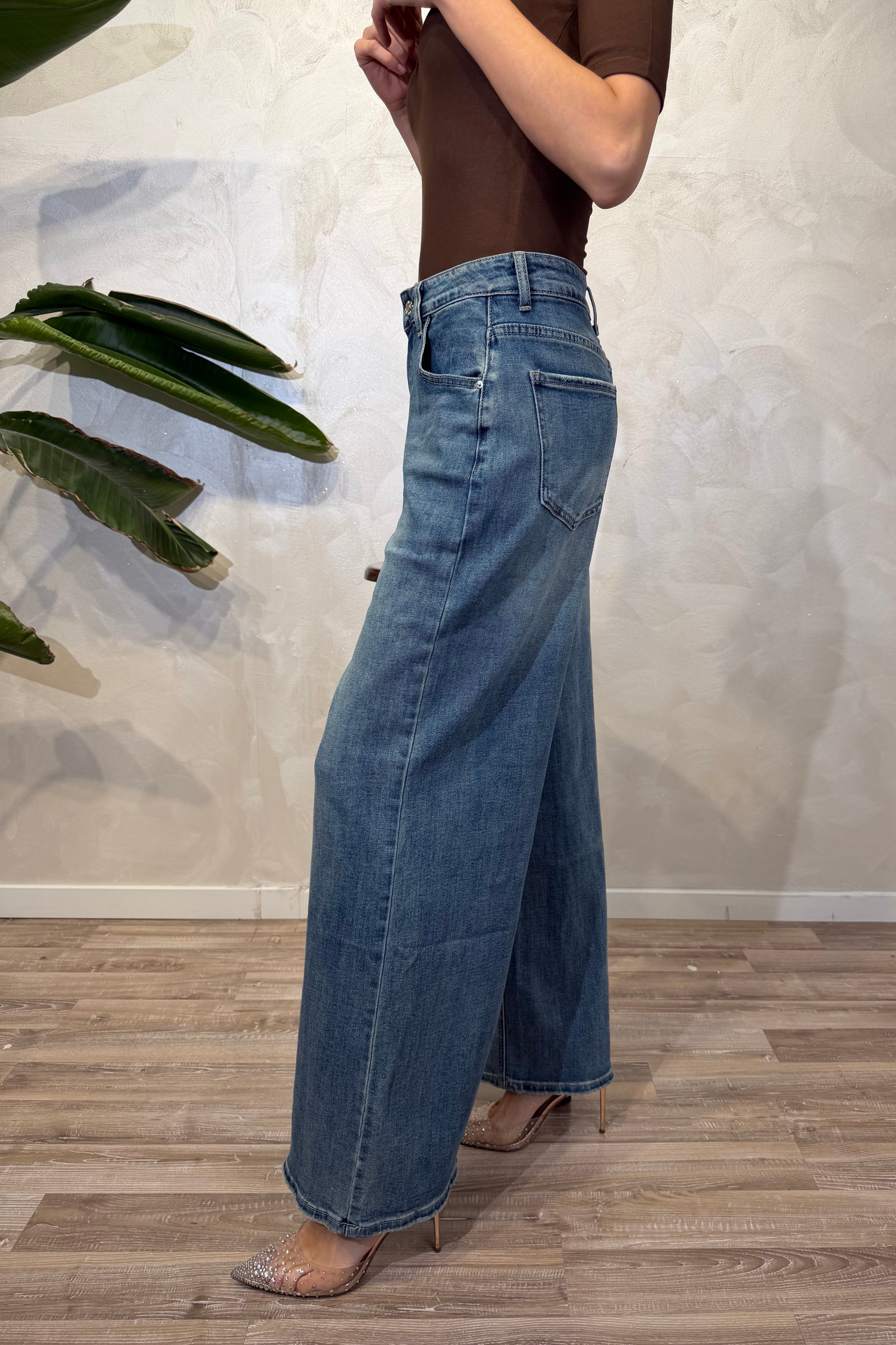 JEANS WIDE LEG LAVAGGIO BLUE VINTAGE COL. DENIM