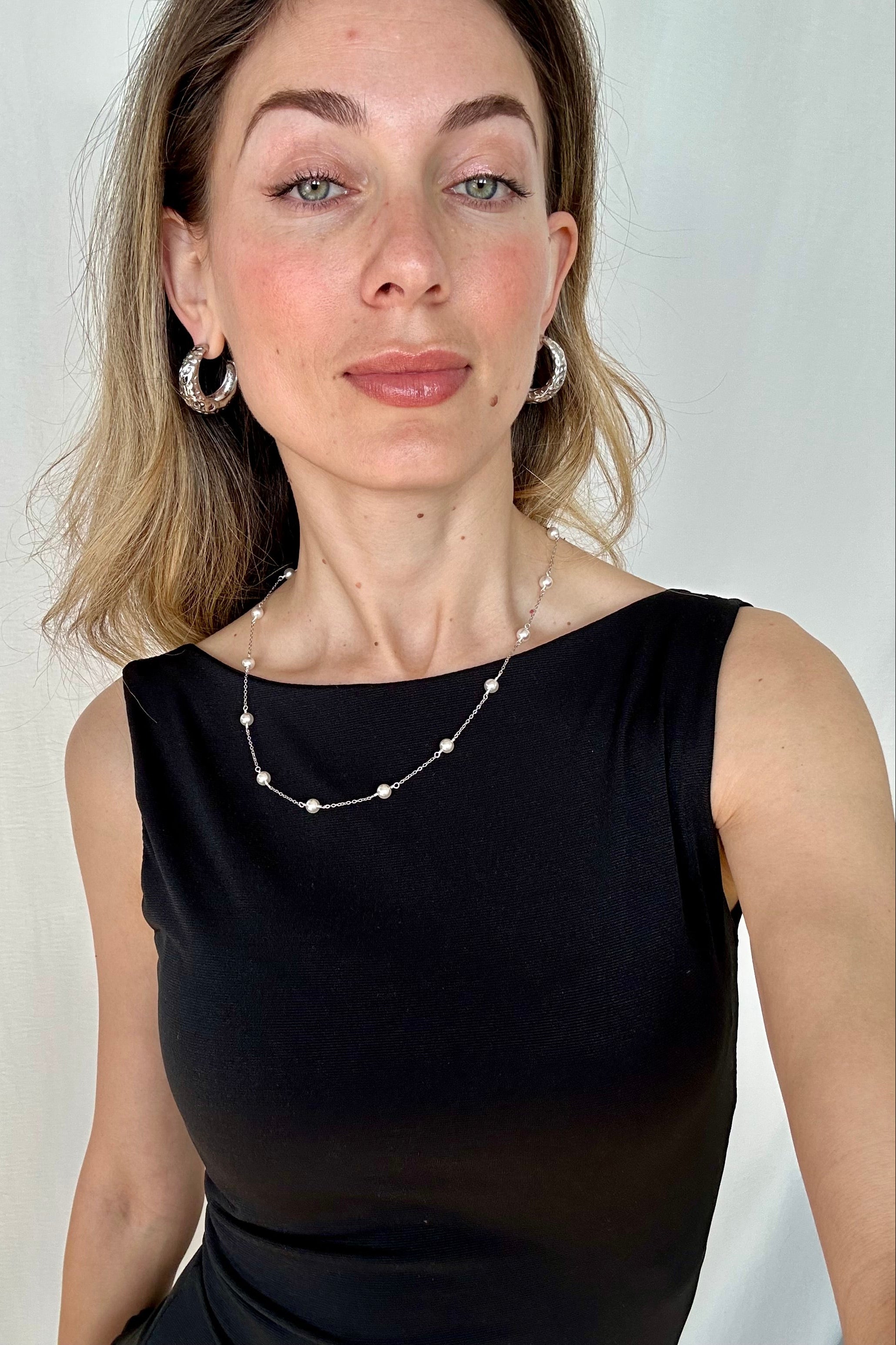 COLLANA CLOR ARGENTO CON PERLE MINIMAL