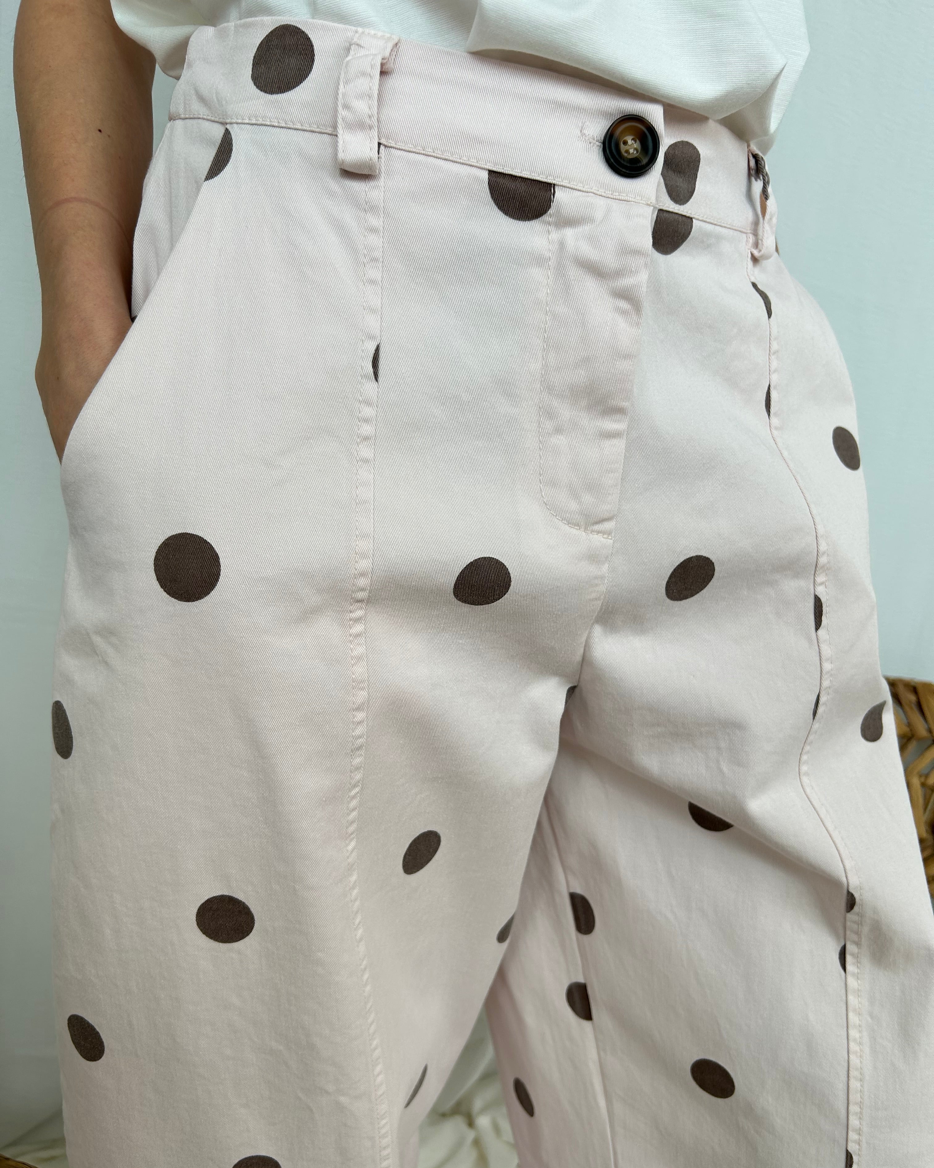 PANTALONE BALLOON CON STAMPA POIS COL. ROSA