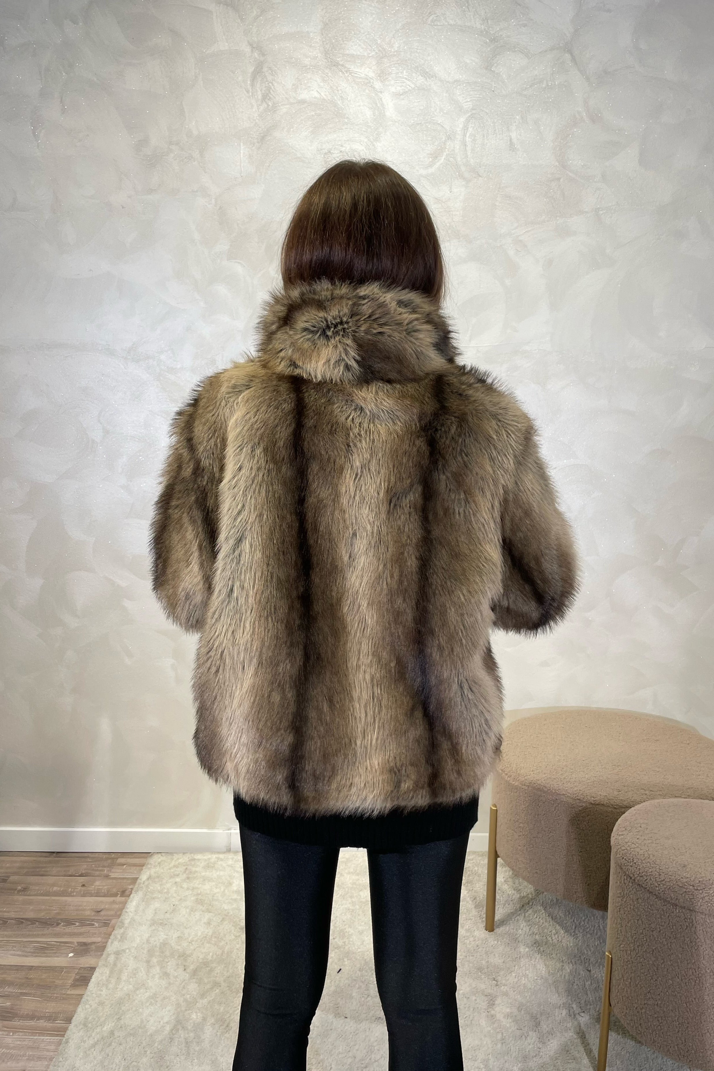 ECO-PELLICCIA CON REVER EFFETTO VISONE CHIARO COL.NATURALE