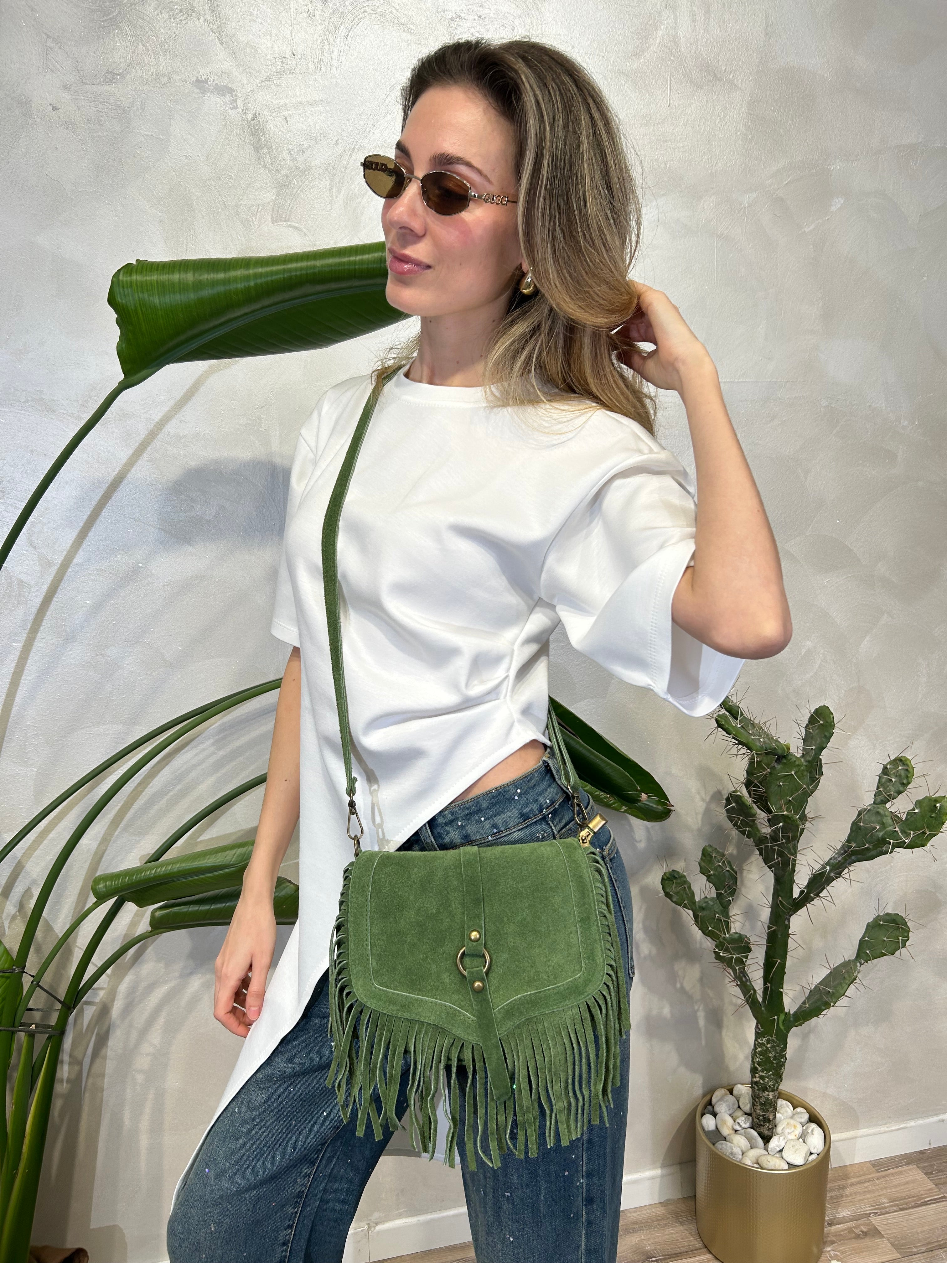 T-SHIRT CON ARRICCIO E PUNTA LATERALE COL. BIANCO
