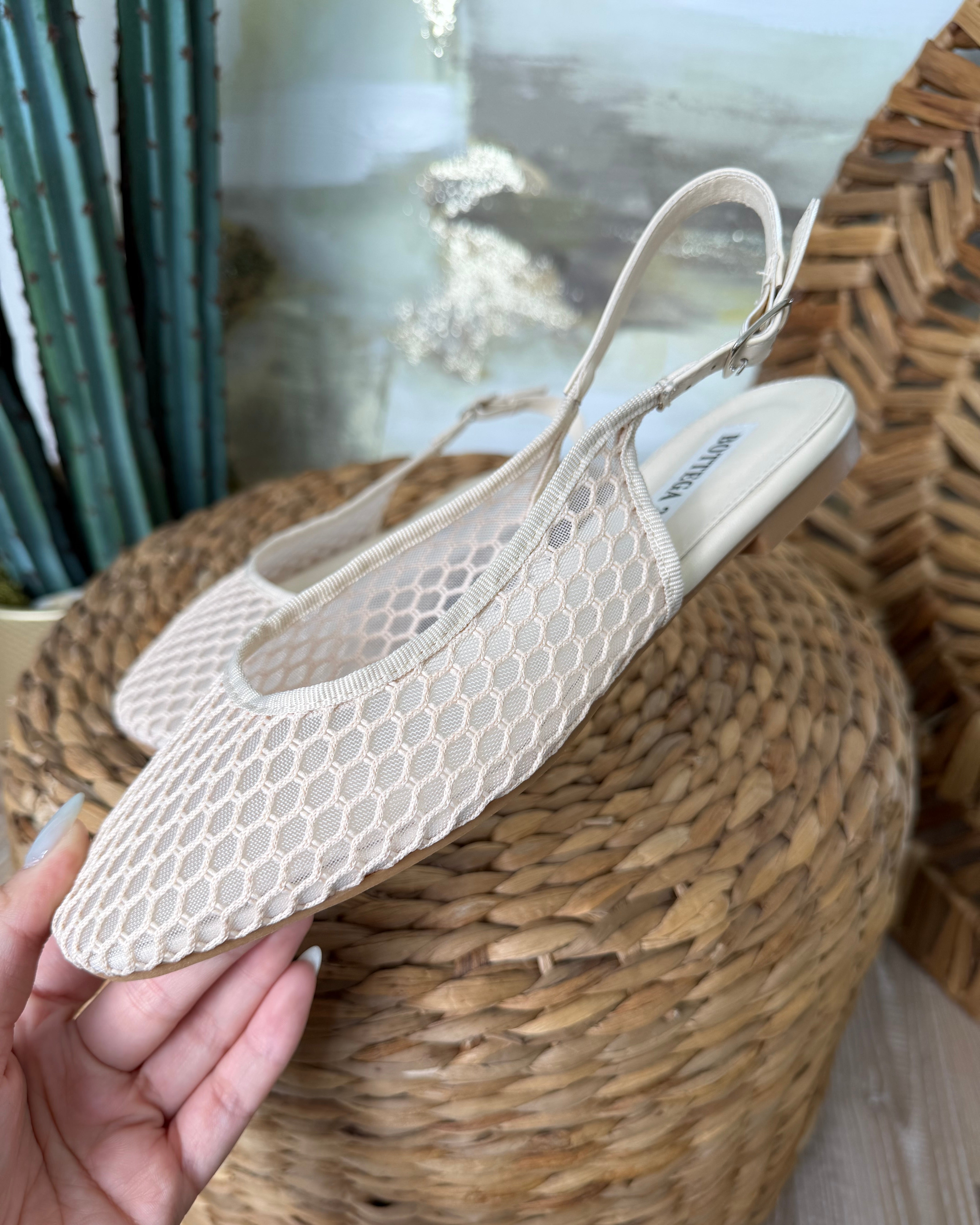 SLINGBACK  IN MESH A NIDO D’APE NUDE