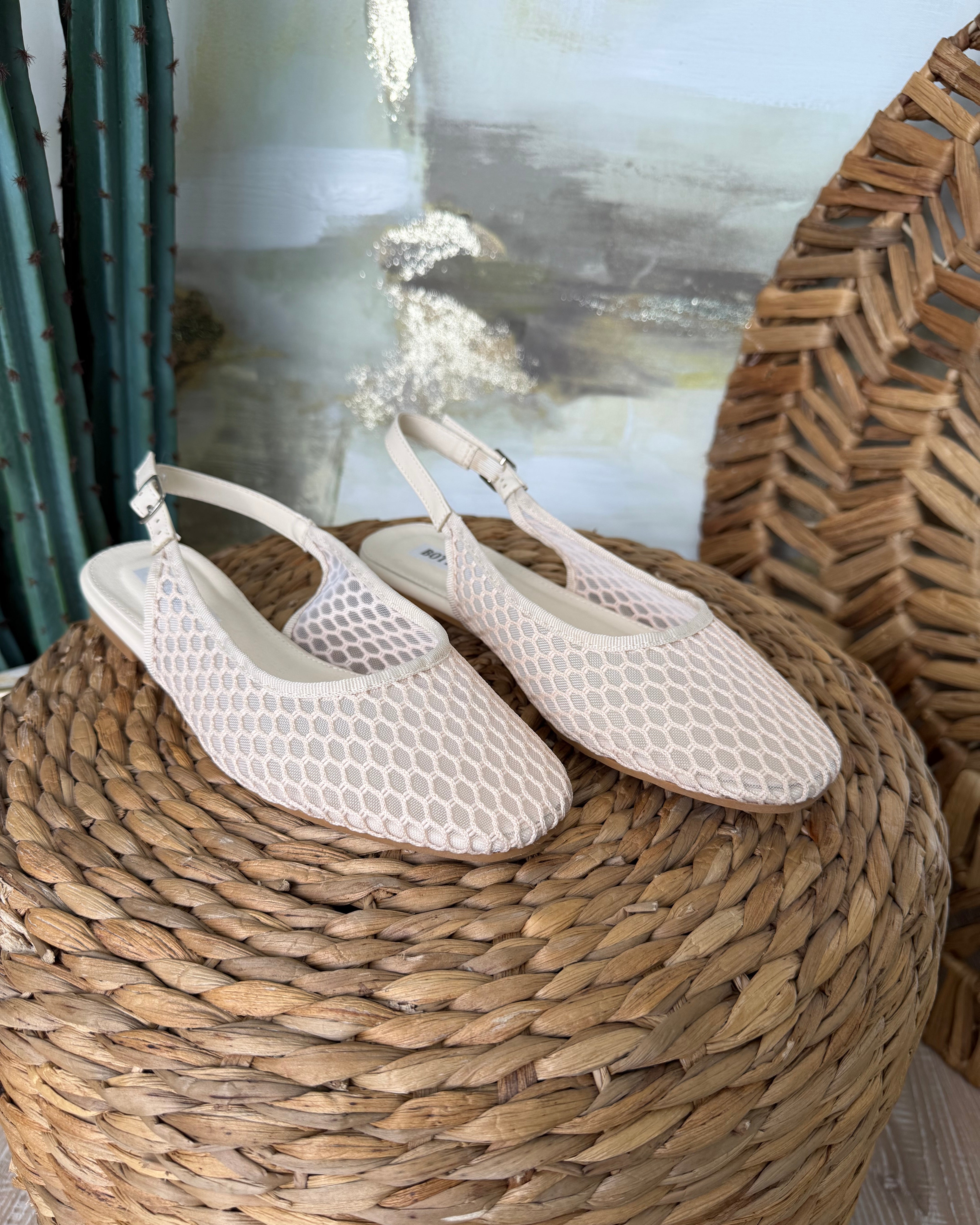 SLINGBACK  IN MESH A NIDO D’APE NUDE