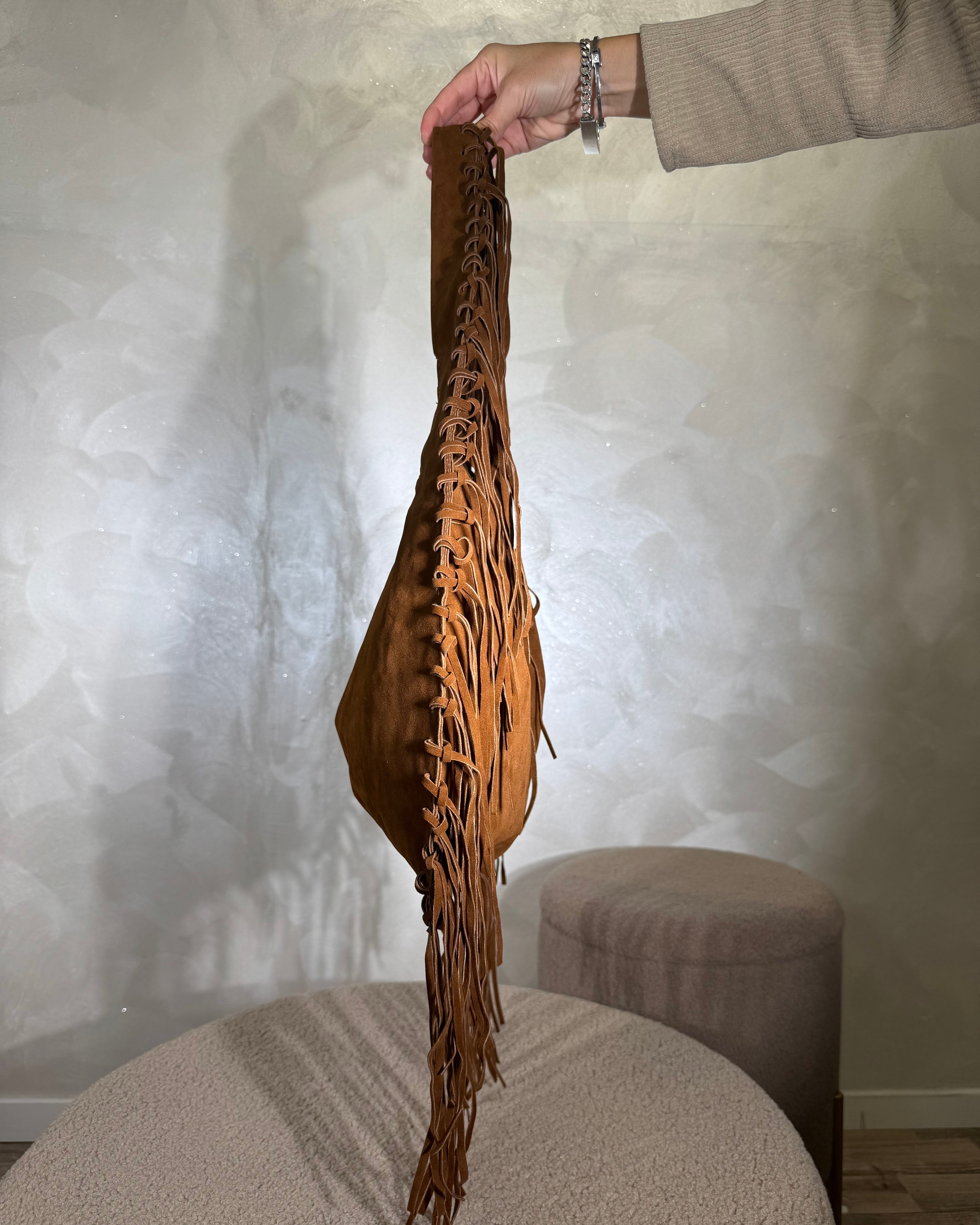 BORSA CON FRANGE COL. CAMEL