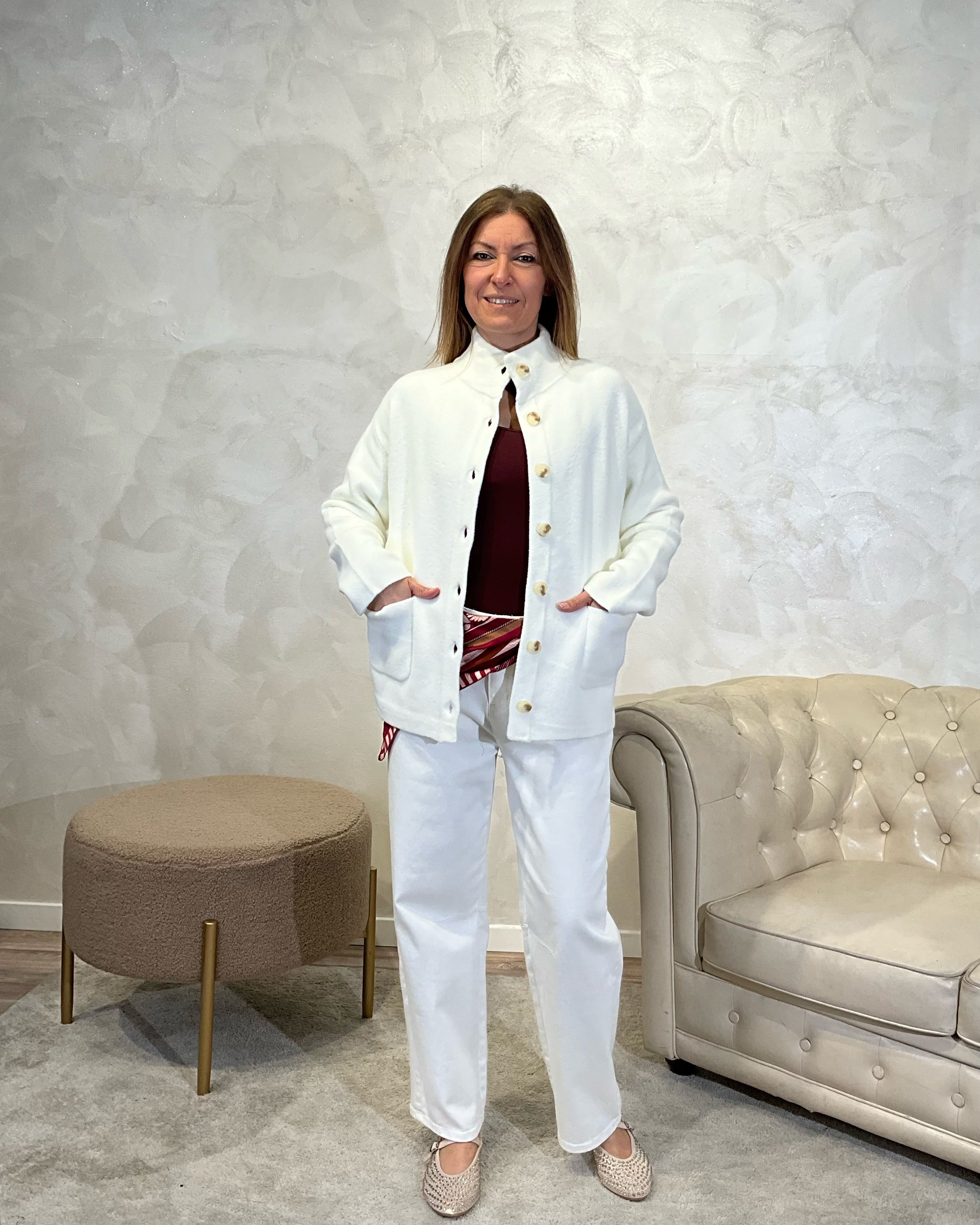 GIACCA COLLO LUPETTO TESSUTO DOPPIO COL BIANCO