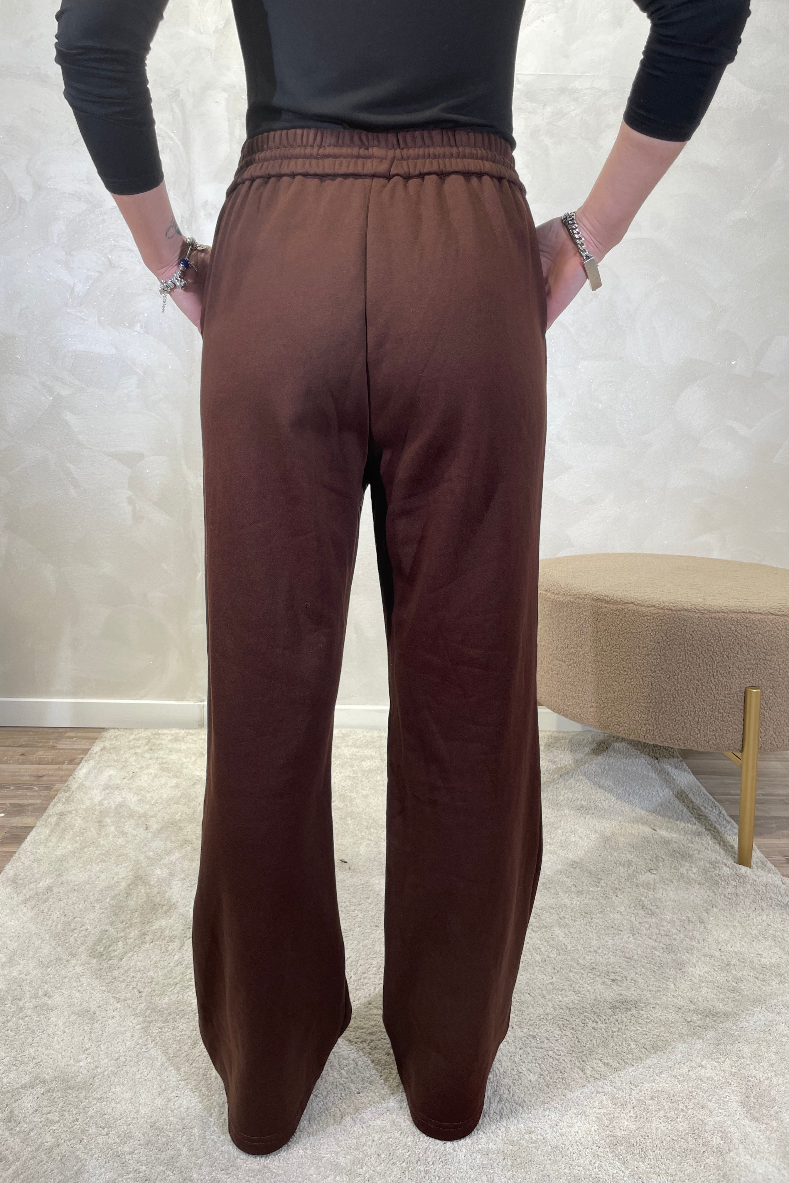 PANTALONE DI FELPA CON COULISSE COL. MORO
