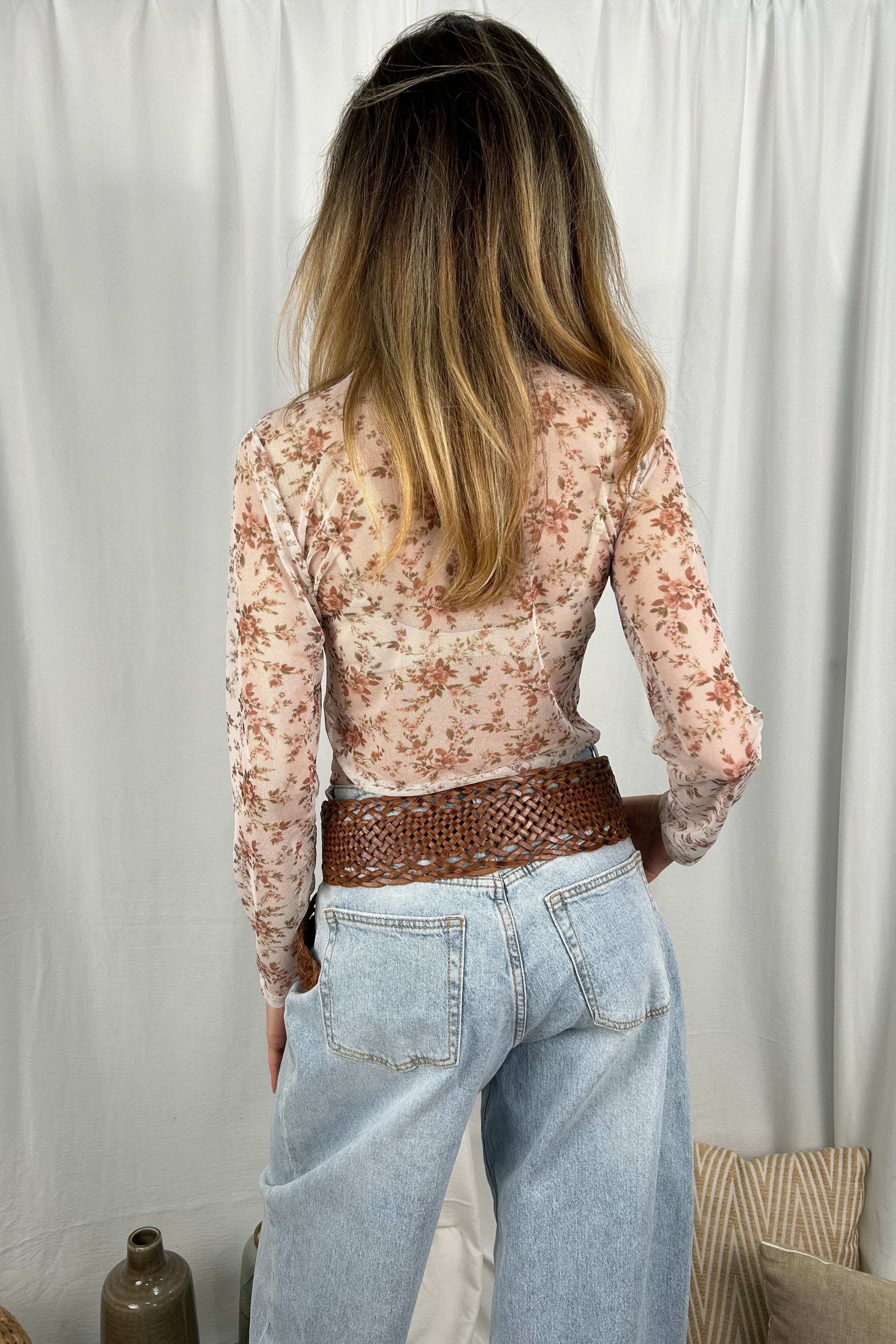 BLUSA IN TULLE FLOREALE SEMITRASPARENTE COL. PANNA