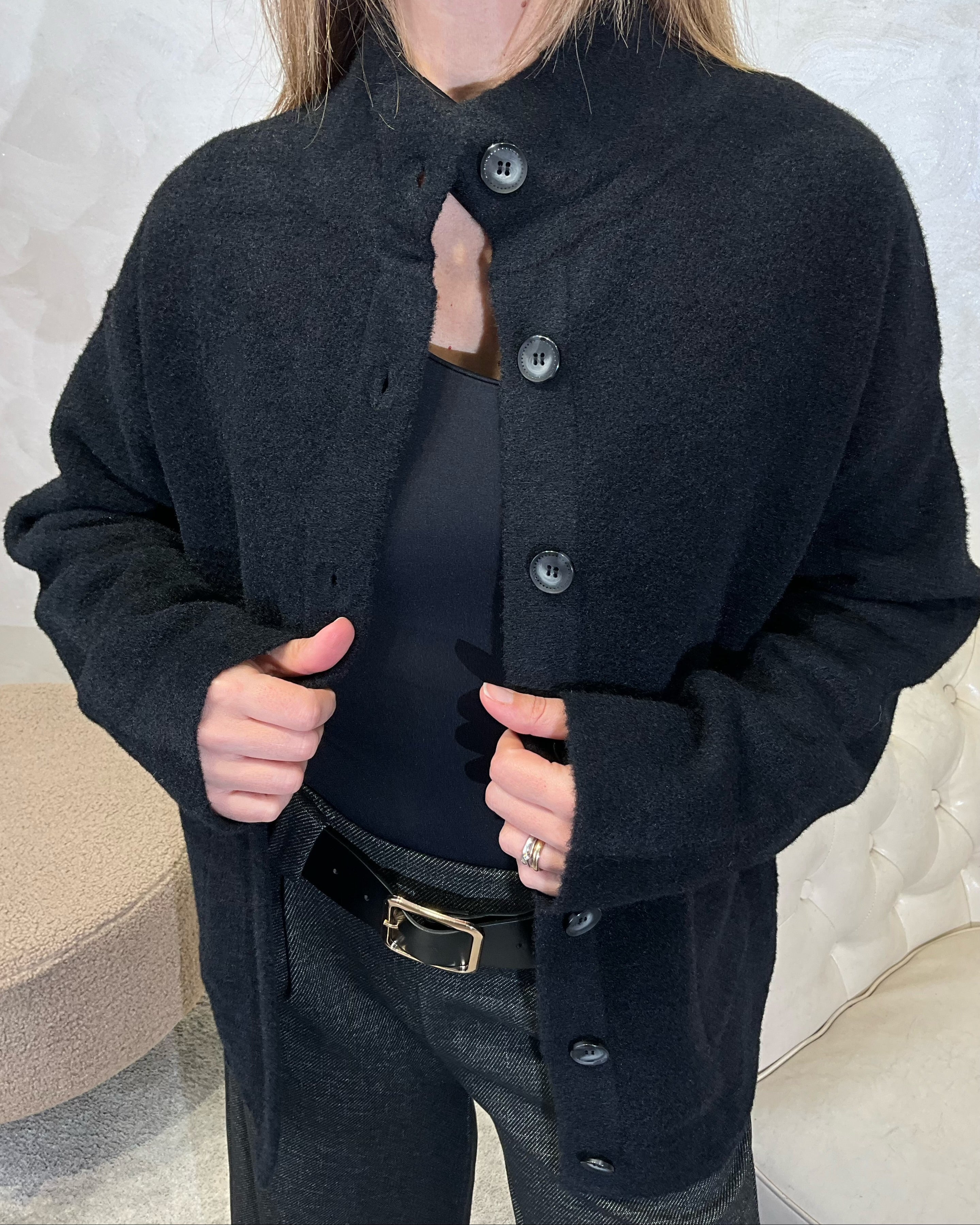 GIACCA COLLO LUPETTO TESSUTO DOPPIO COL NERO
