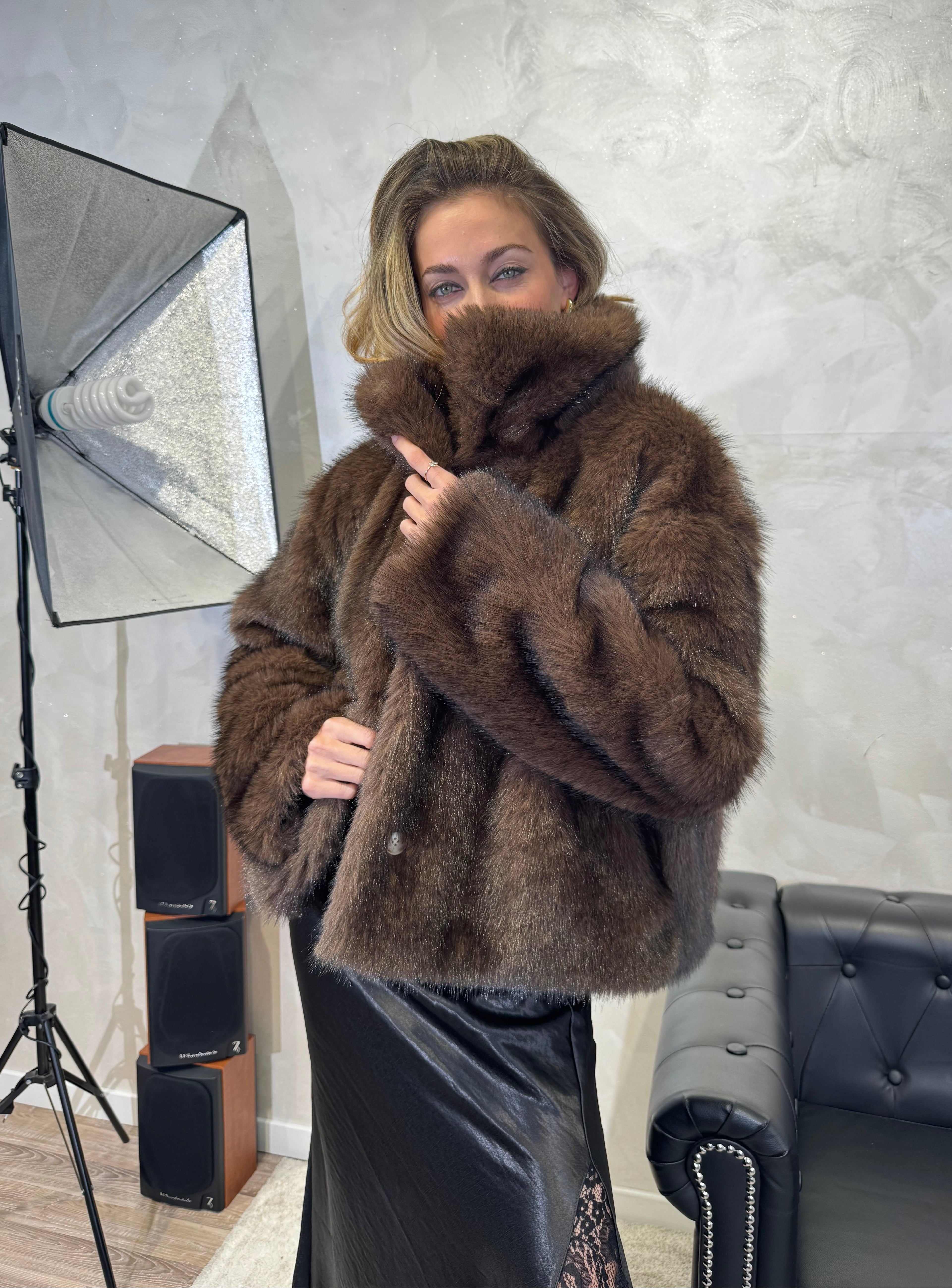 GIACCA IN ECOPELLICCIA REVERSIBILE COL. NERO