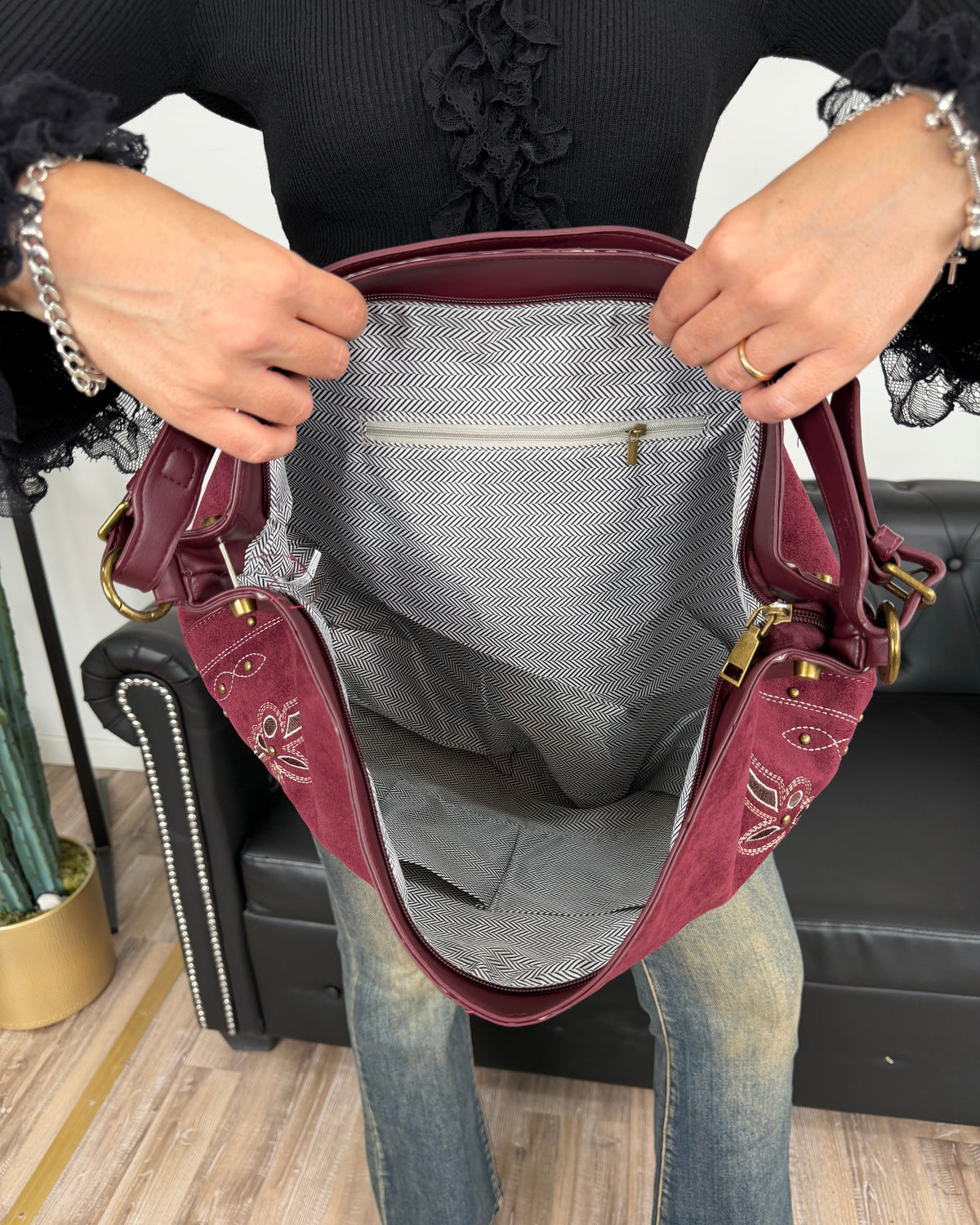 BORSA HOBO SCAMOSCIATA BOHO COL. BORDEAUX
