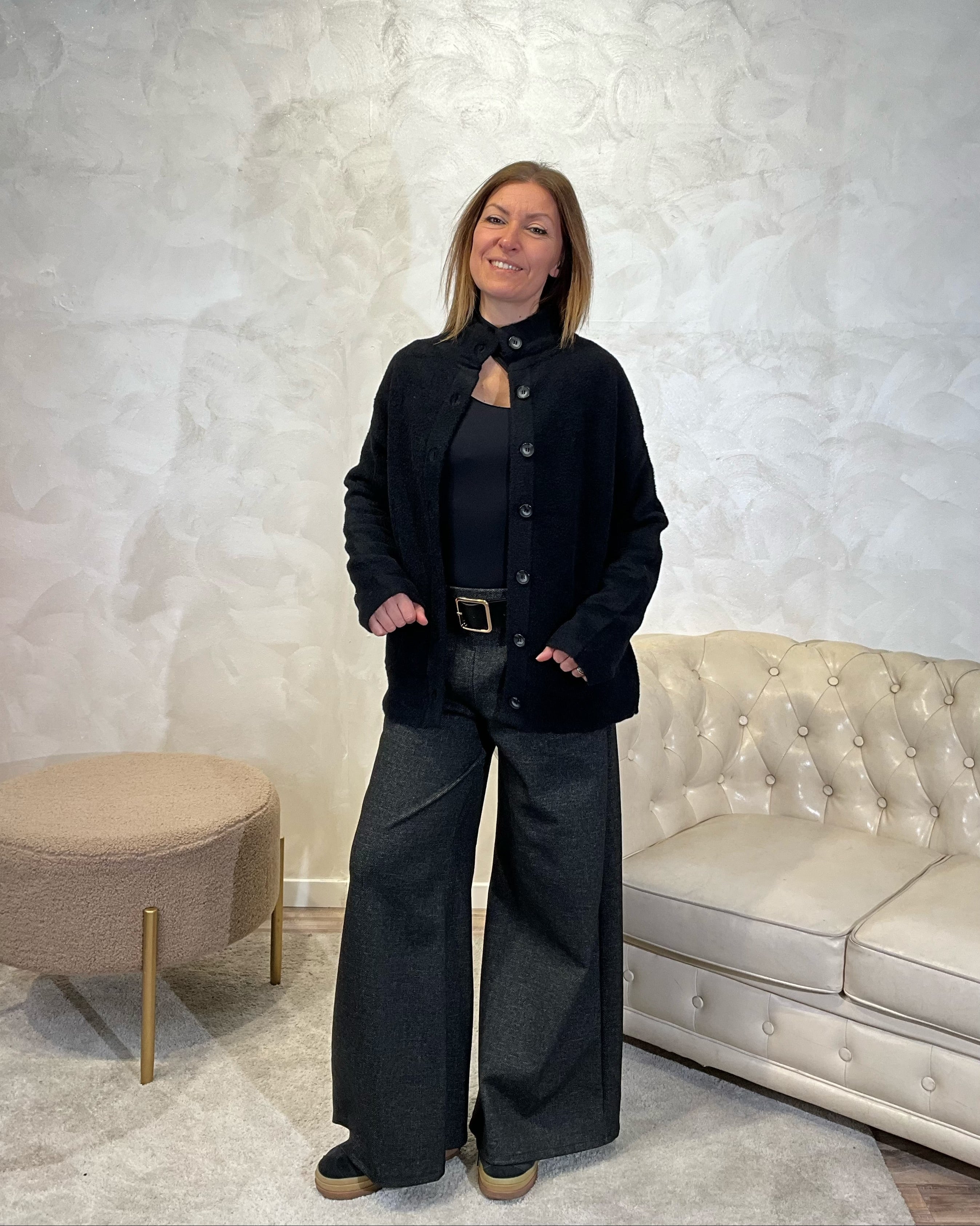 GIACCA COLLO LUPETTO TESSUTO DOPPIO COL NERO