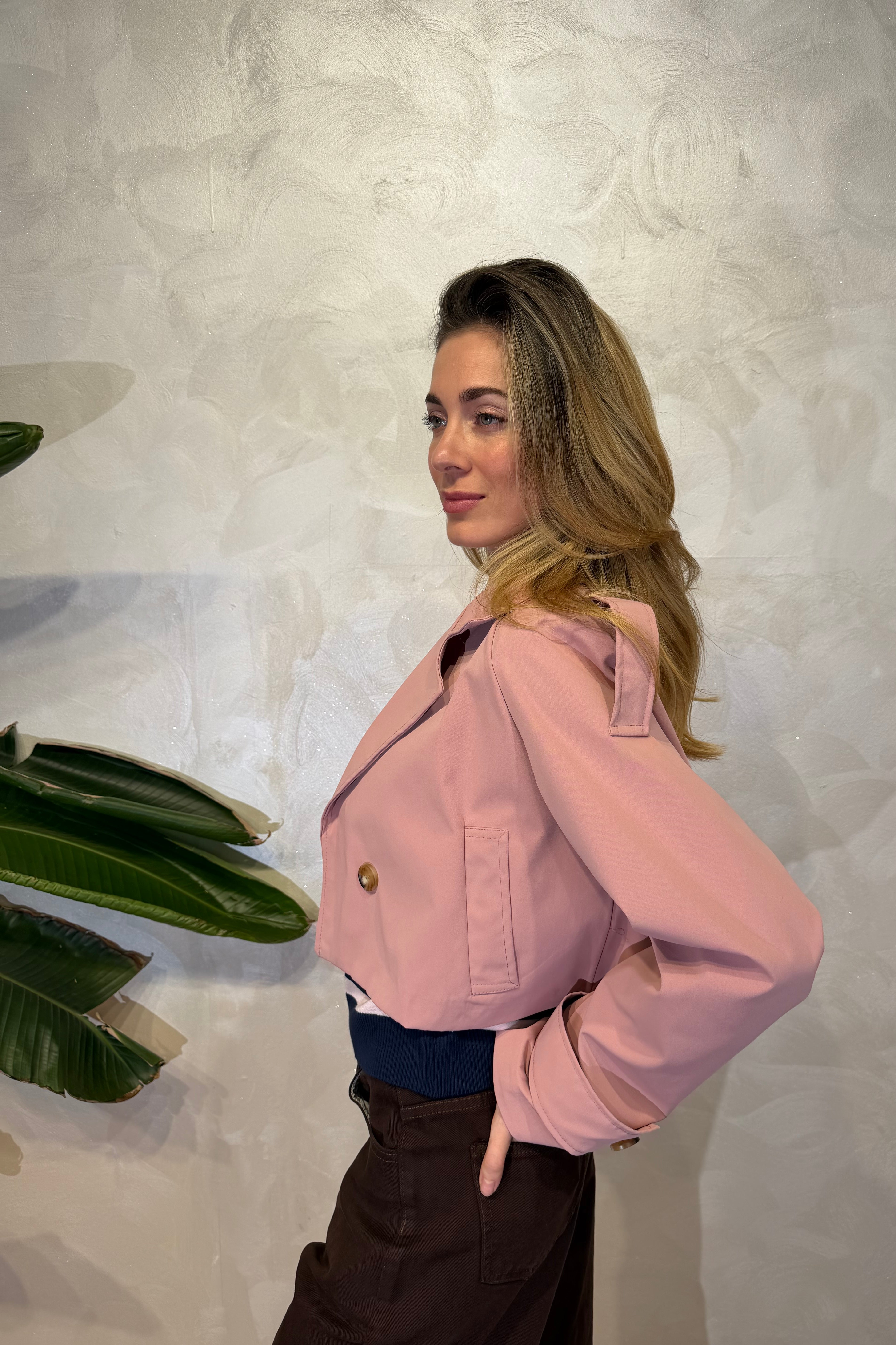 TRENCH CORTO IN GABARDINA 2 BOTTINI COL. ROSA CIPRIA