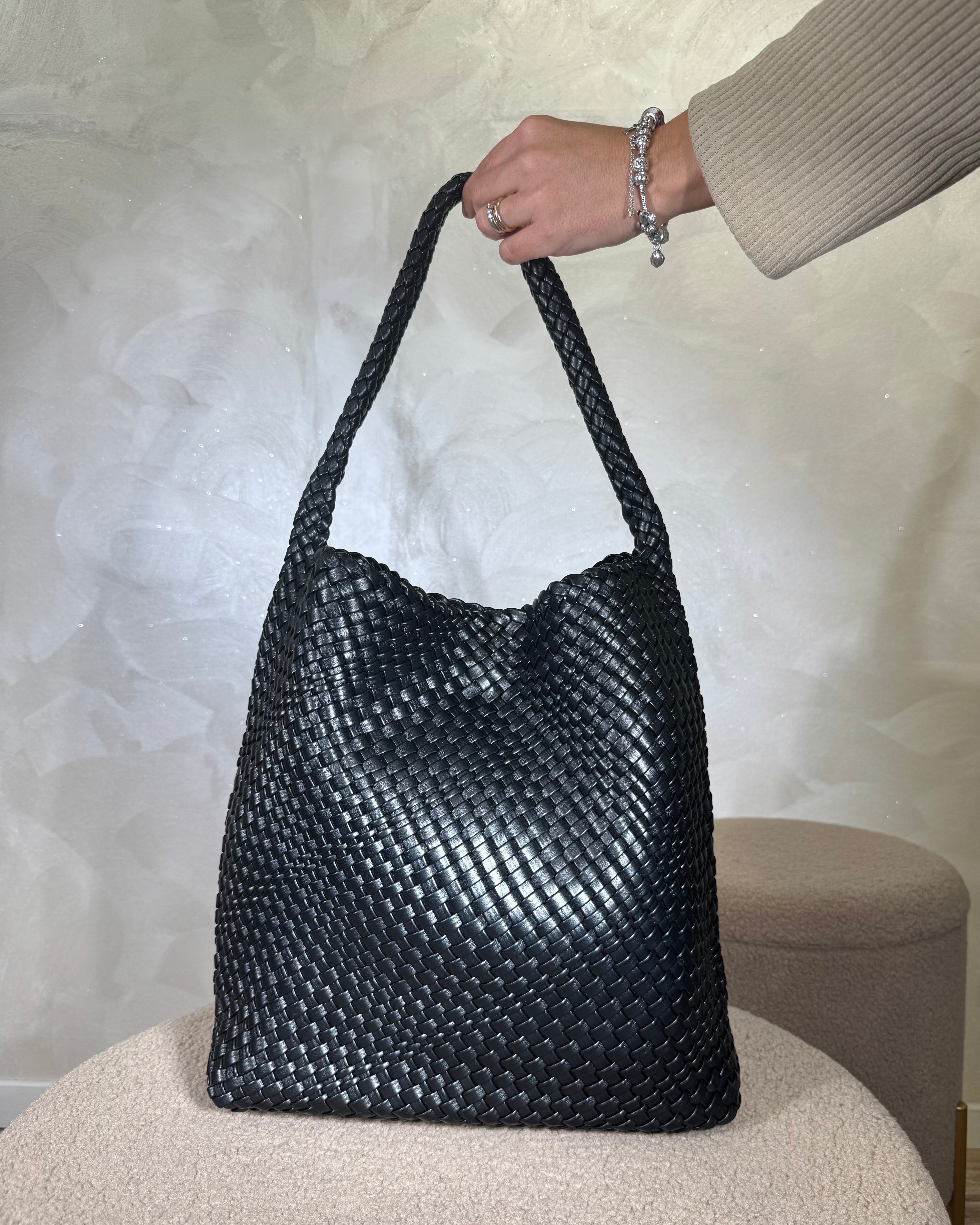 BORSA INTRECCIATA ECOPELLE COL. NERO