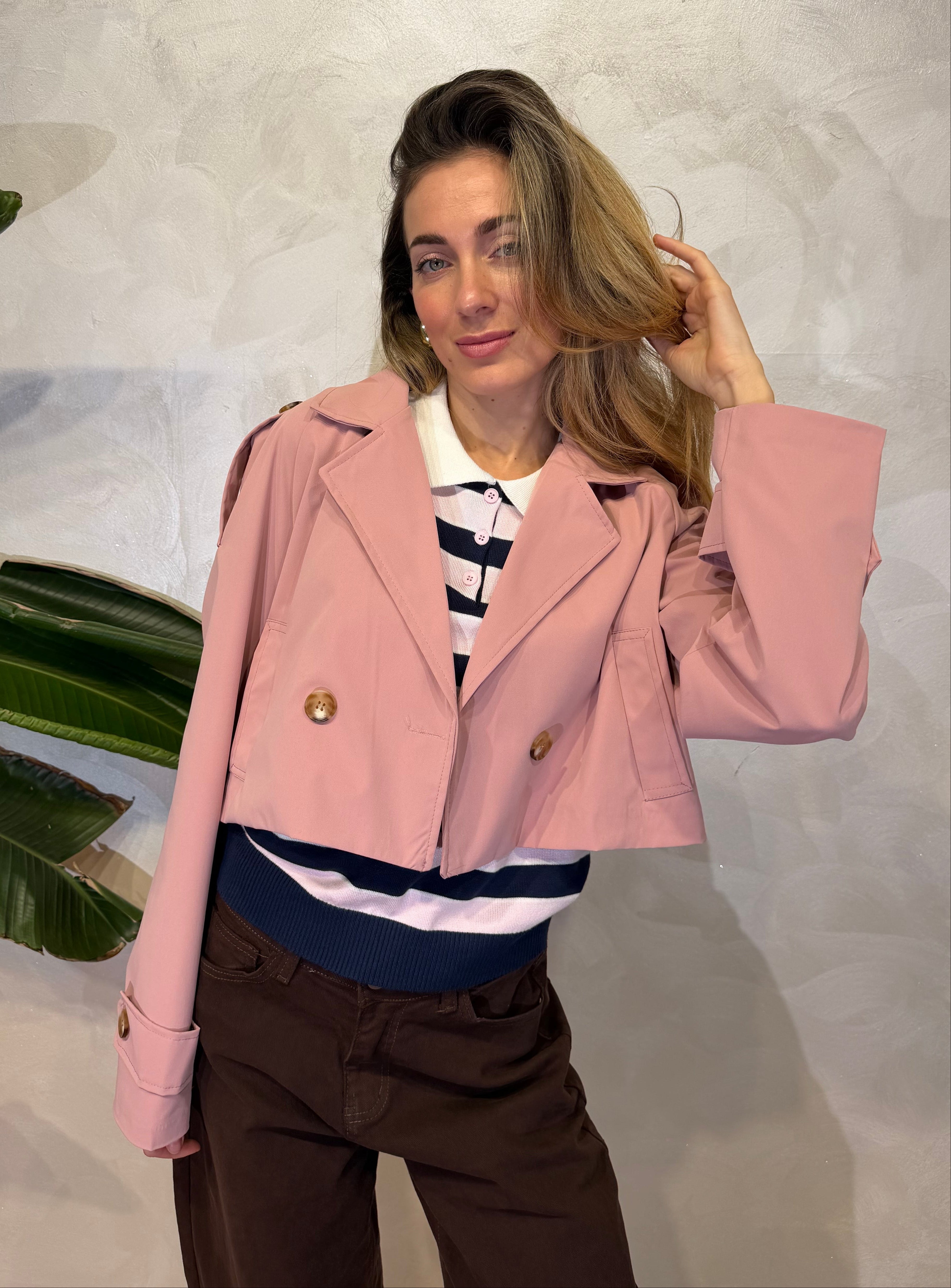 TRENCH CORTO IN GABARDINA 2 BOTTINI COL. ROSA CIPRIA