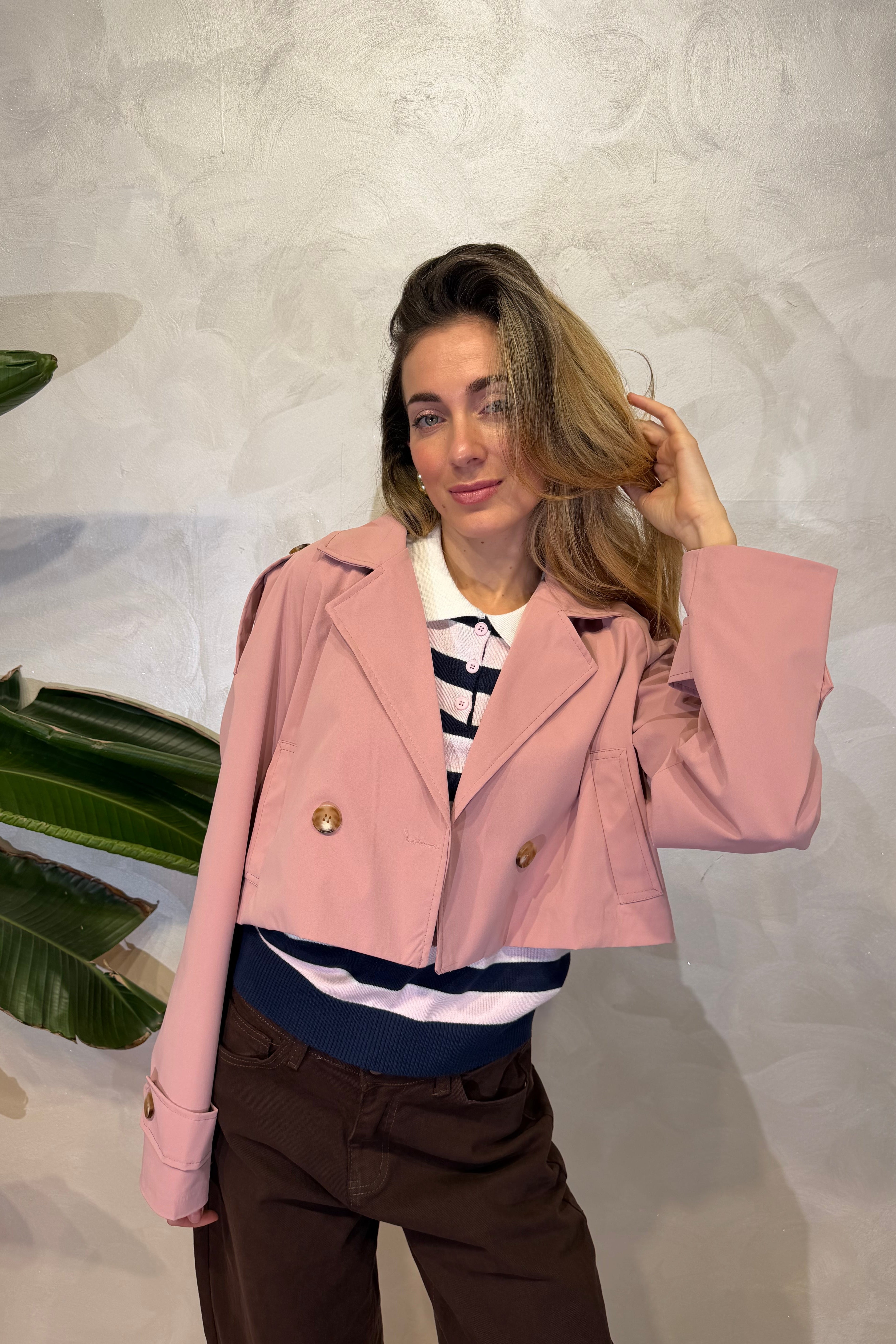 TRENCH CORTO IN GABARDINA 2 BOTTINI COL. ROSA CIPRIA