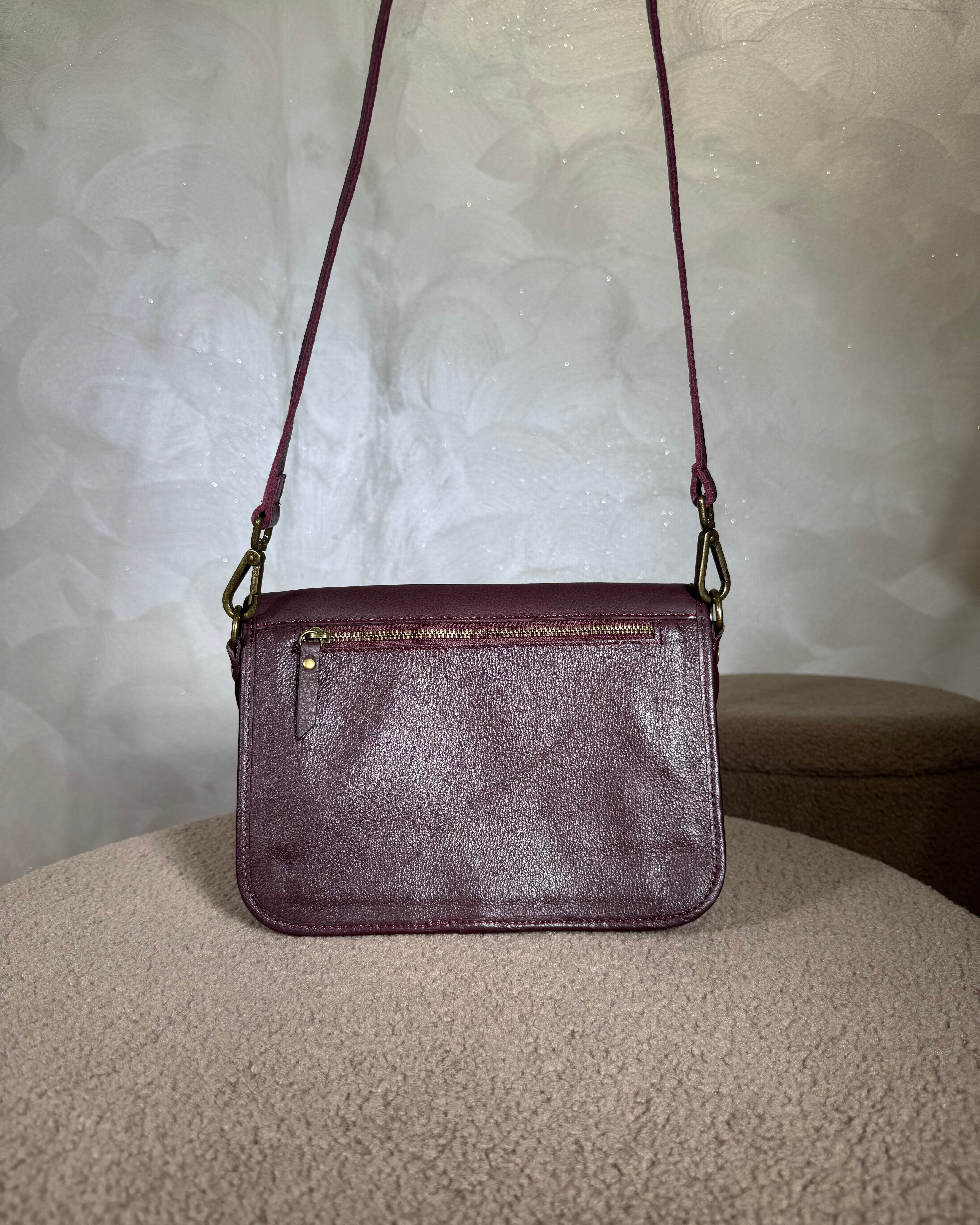 BORSA VERA PELLE DOPPIA FIBBIA COL.VINO