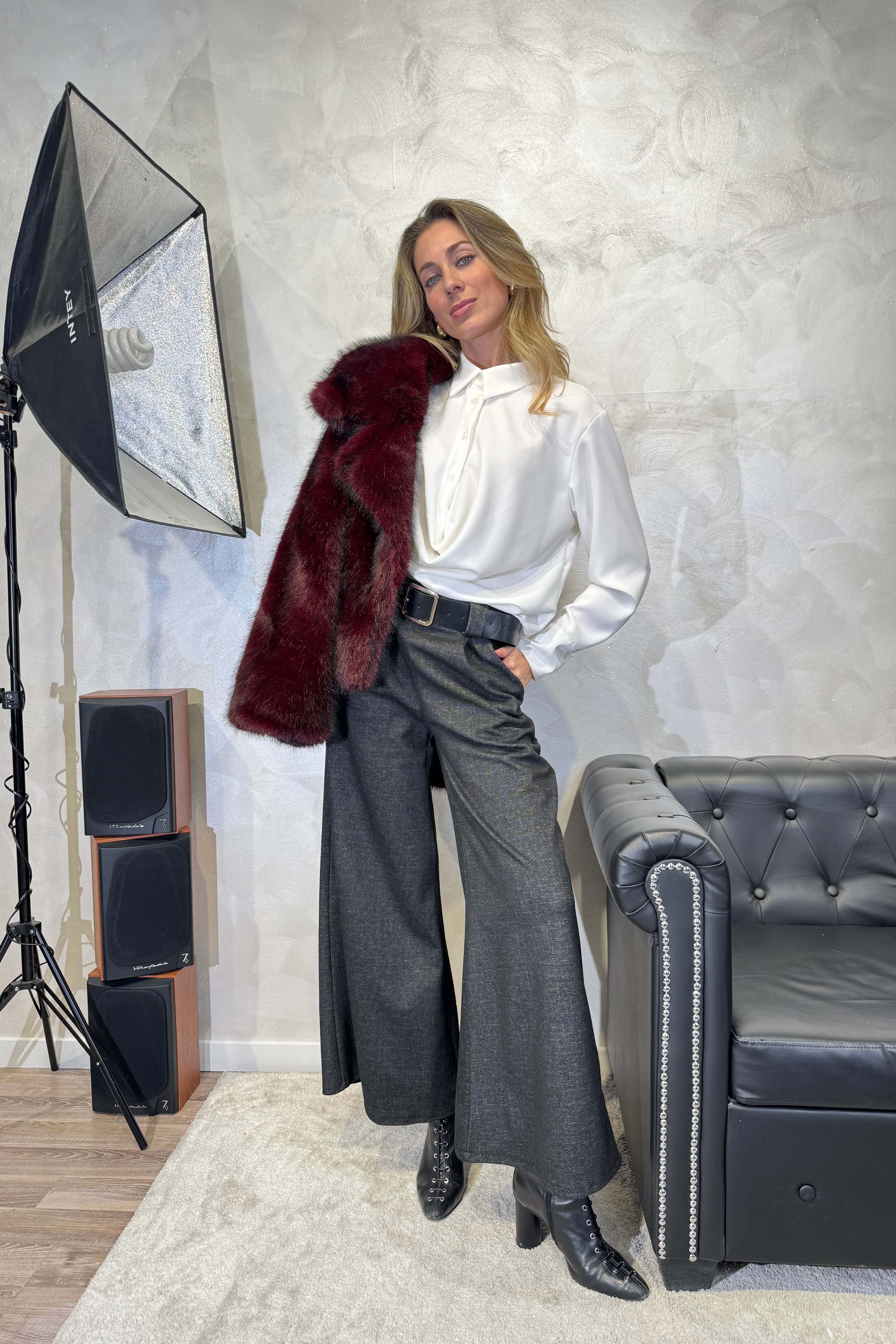 CAMICIA DRAPPEGGIATA COL. PANNA