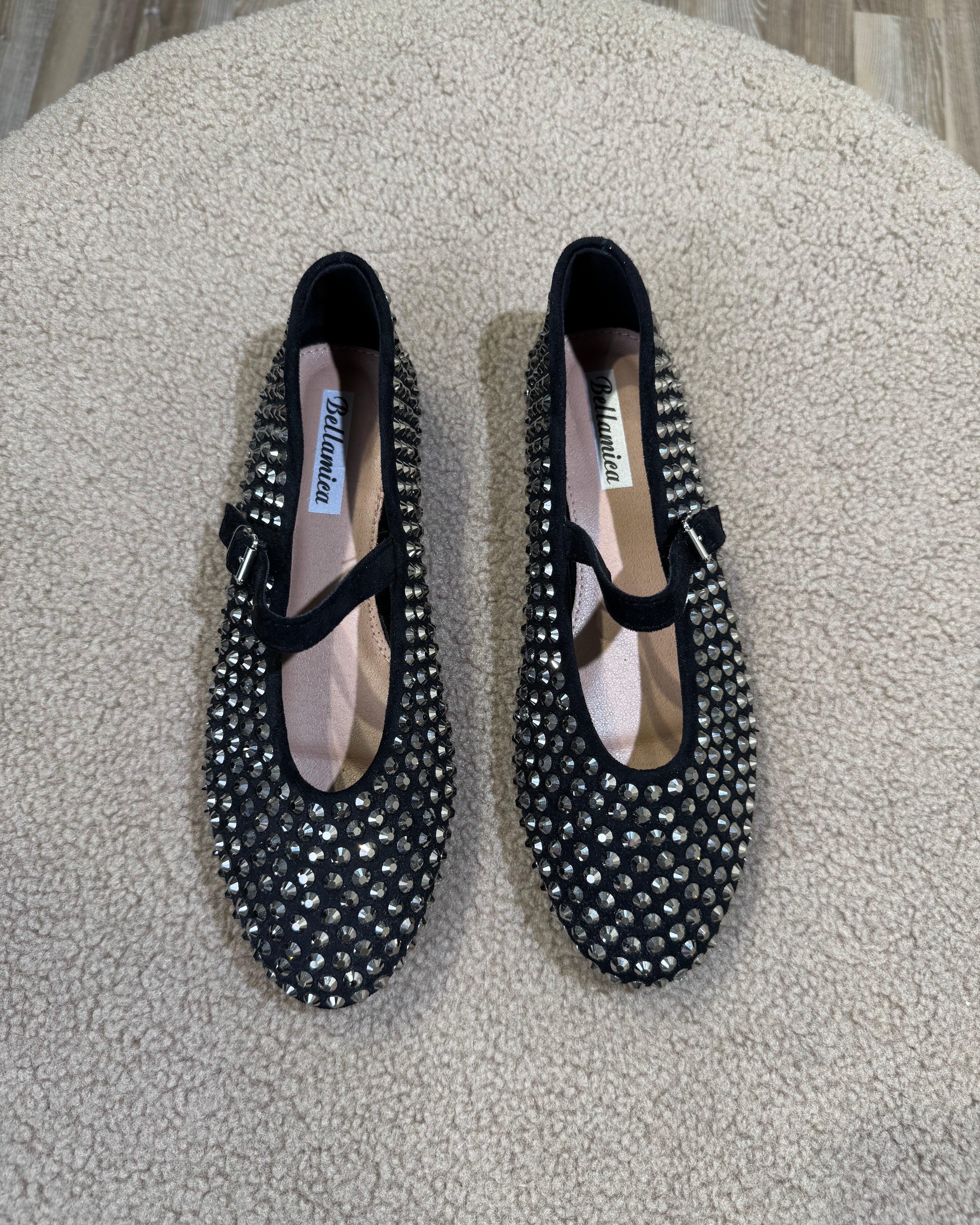 BALLERINE CON BORCHIE E CINTURINO COL.NERO