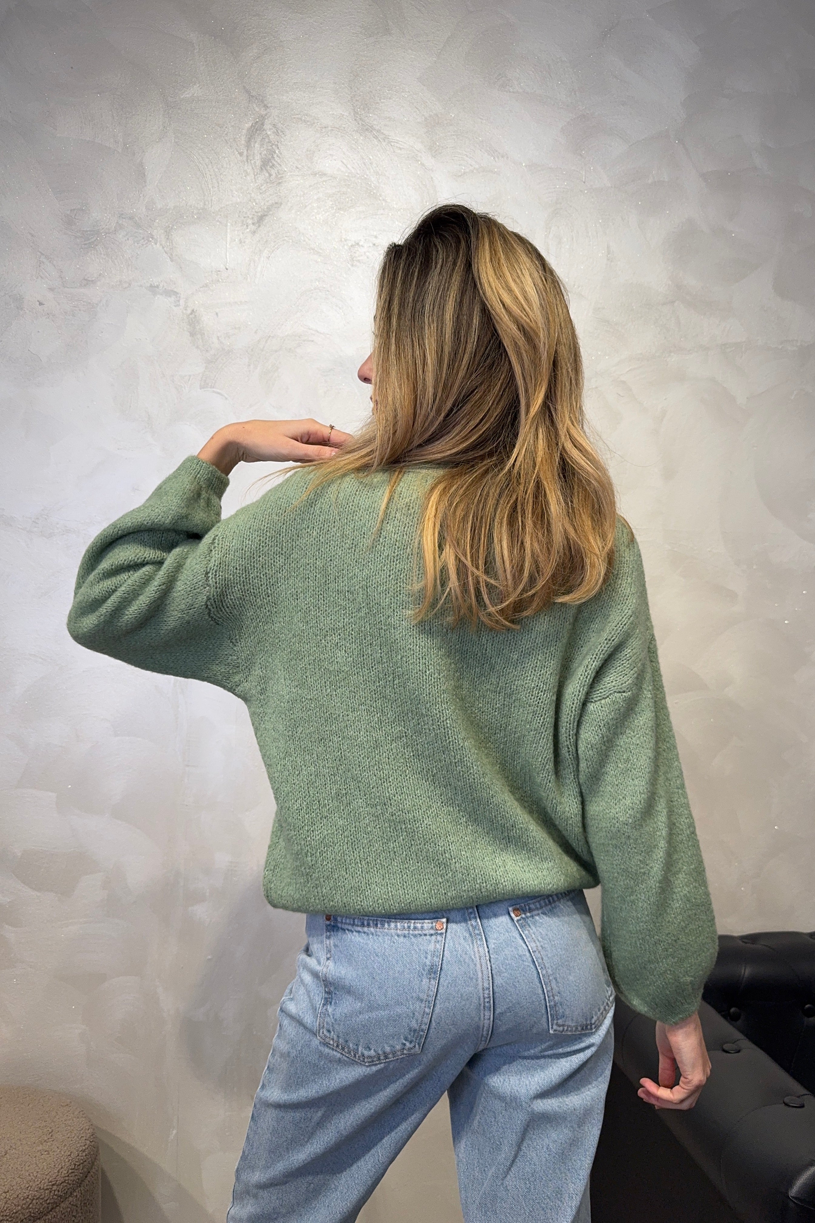 MAGLIONE CON RICAMO "HO SEMPRE RAGIONE" COL.VERDE