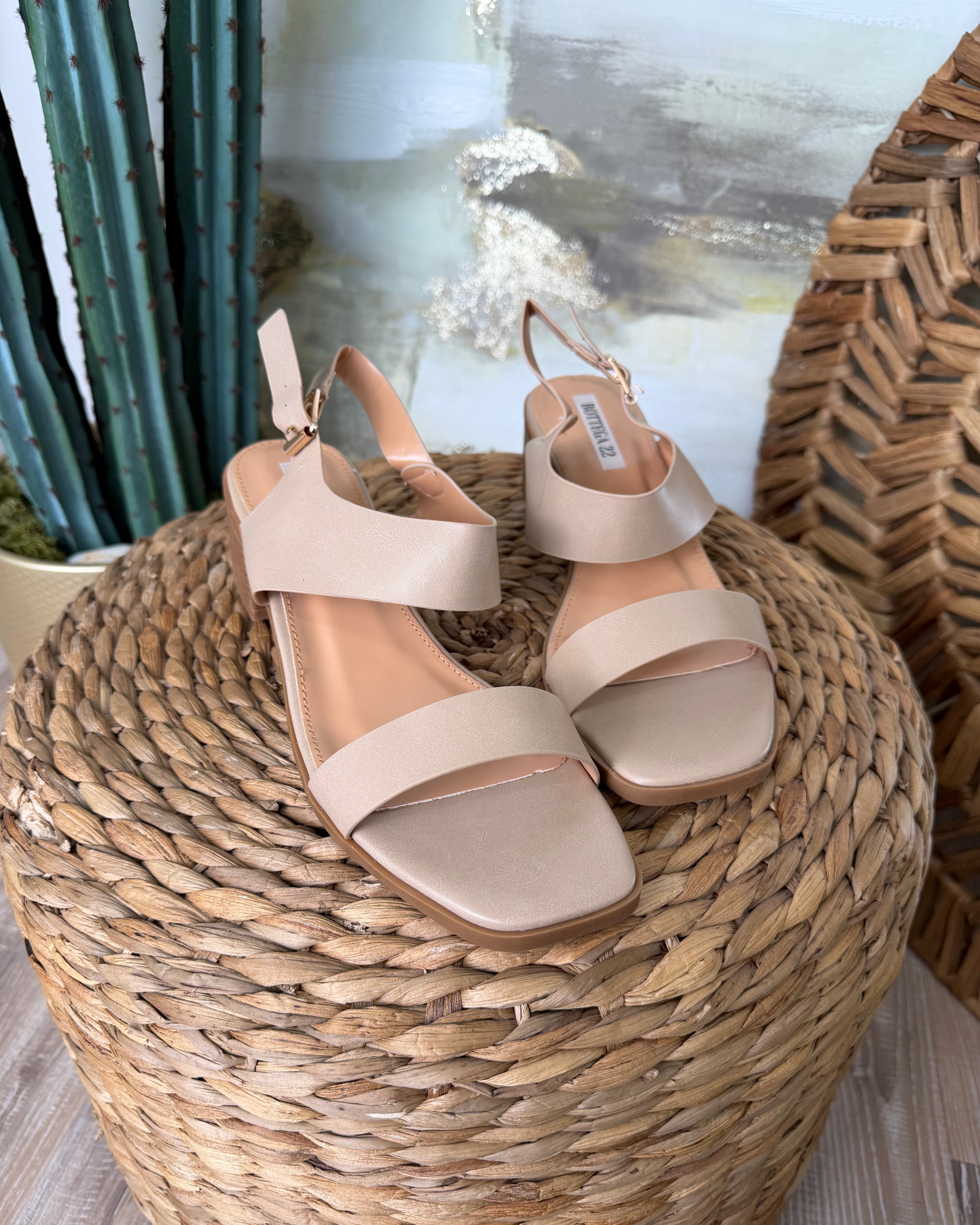 SANDALI CON DOPPIA FASCIA COL. BEIGE
