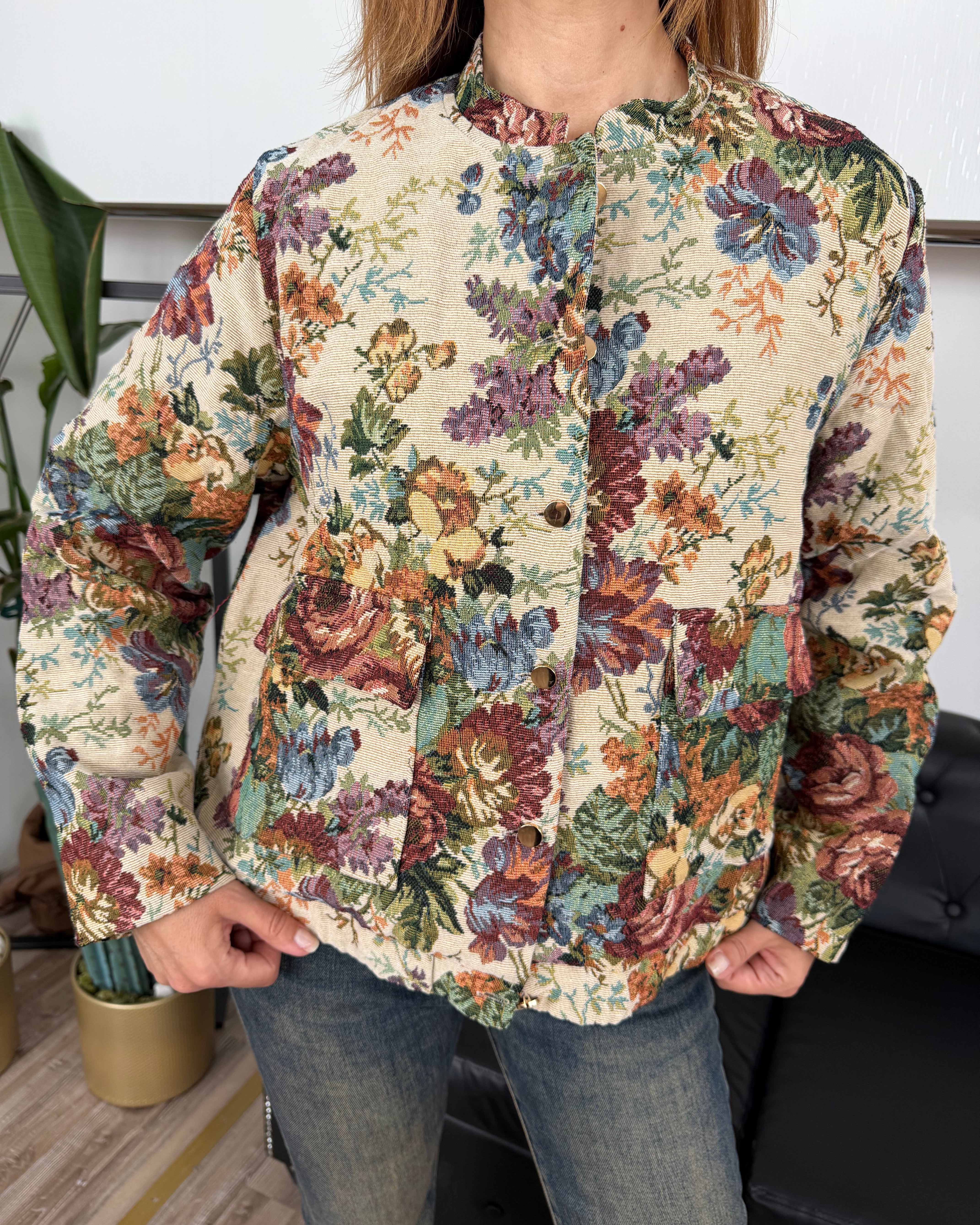 GIACCA CORTA FLOREALE IN JACQUARD