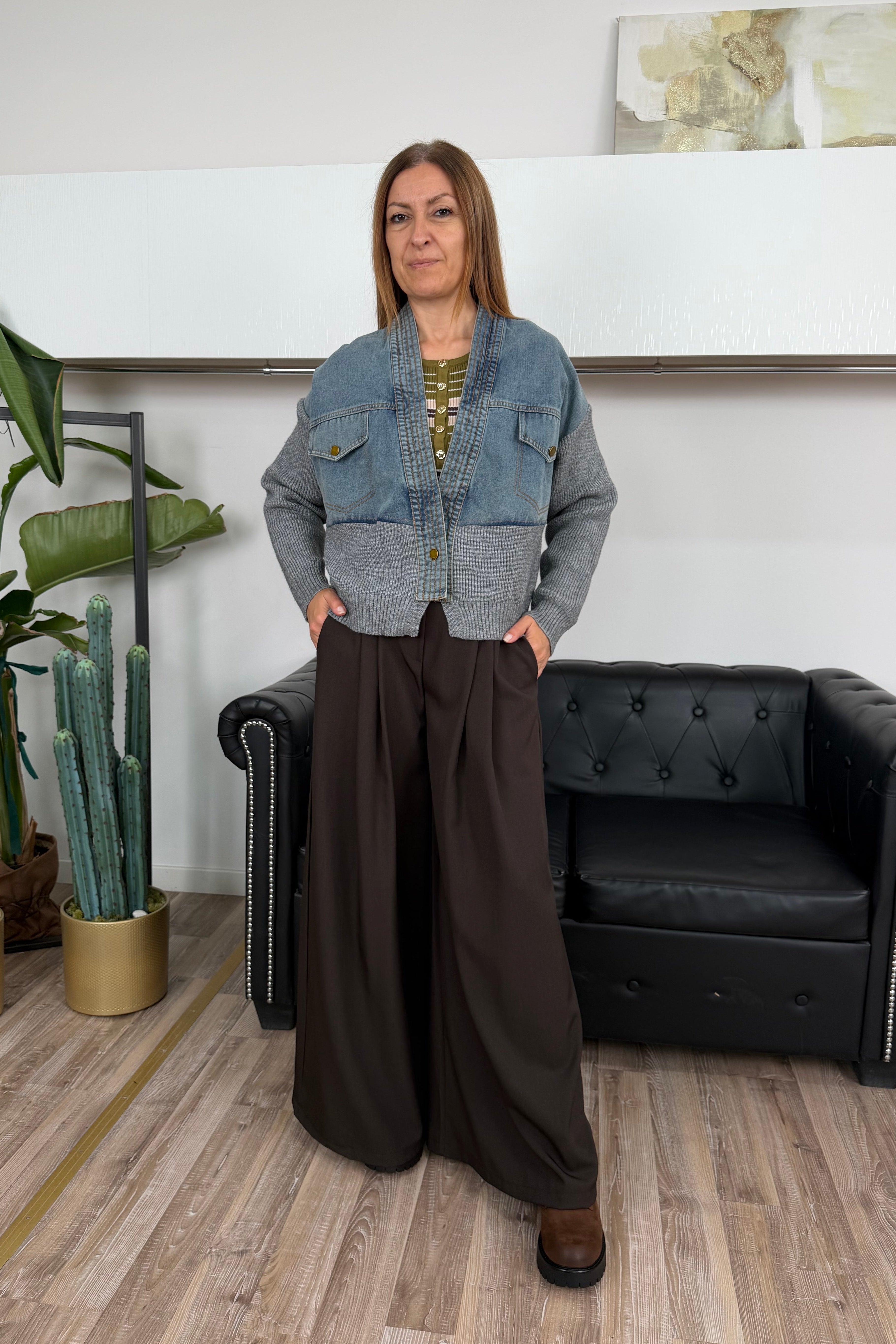 GIACCA MIXMATCH DENIM E MAGLIA GRIGIA