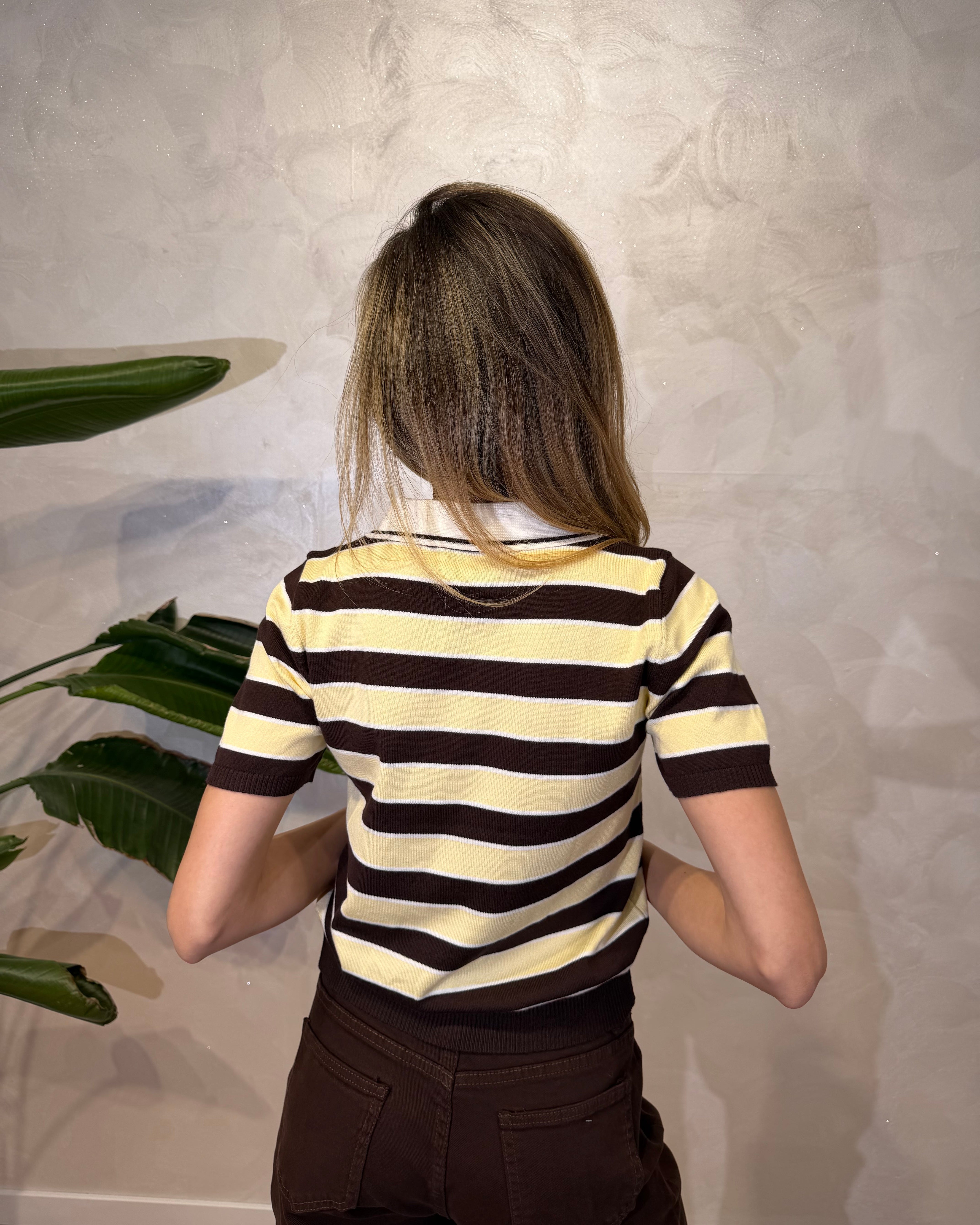 POLO IN MAGLIA RIGATA COL.MORO