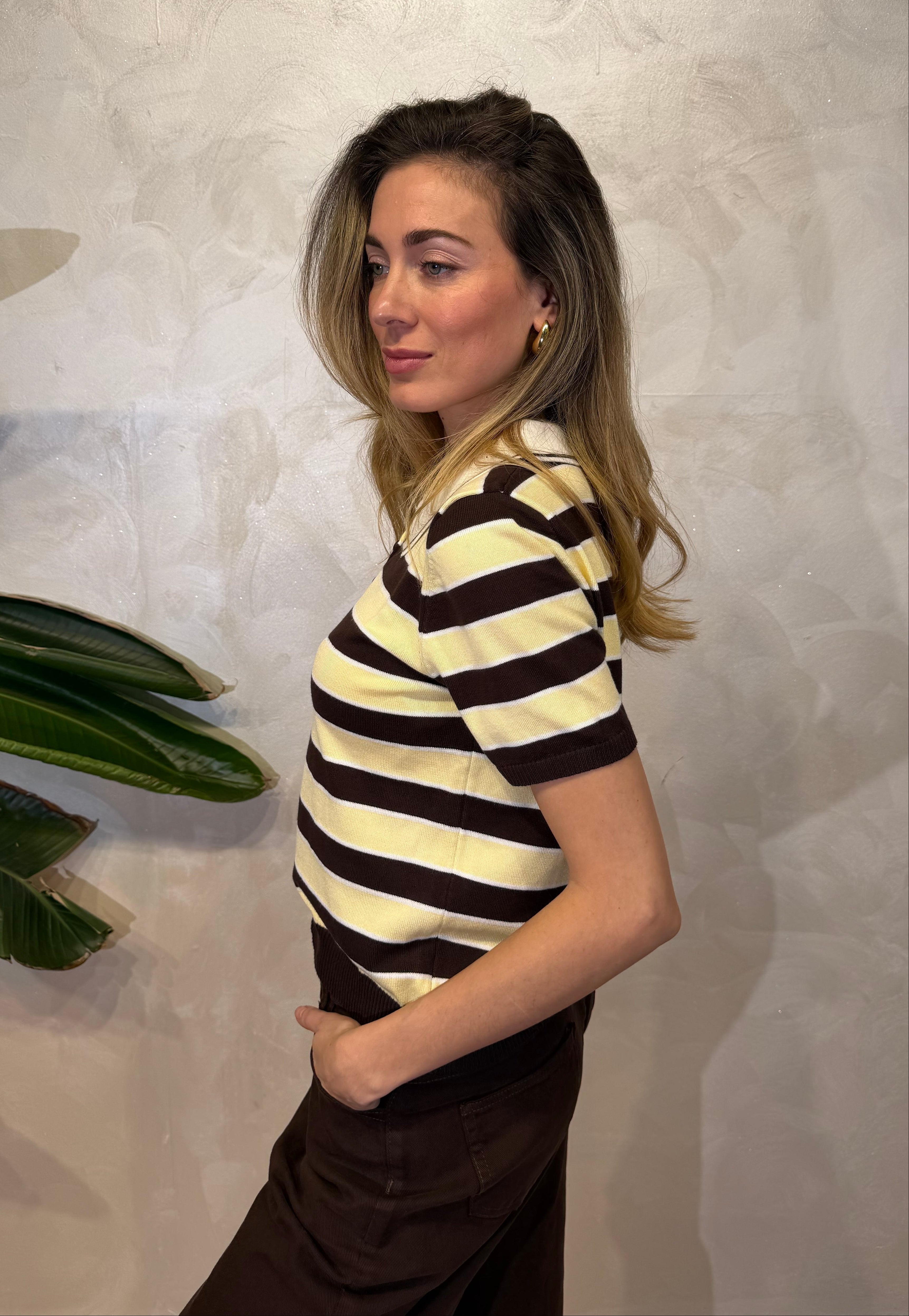 POLO IN MAGLIA RIGATA COL.MORO