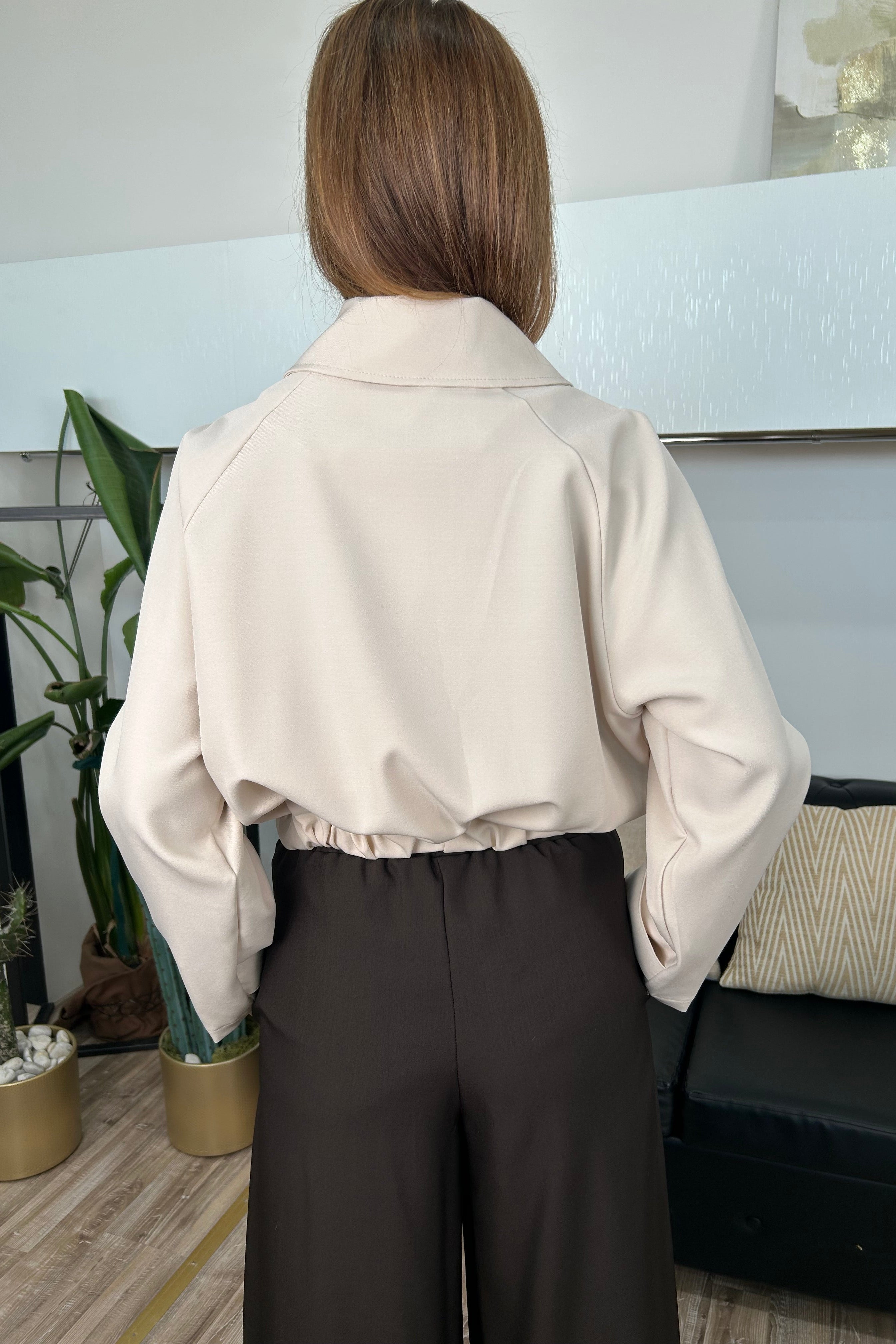 GIACCA TRENCH CON ELASTICO VITA COLLETTO CLASSICO COL. PANNA