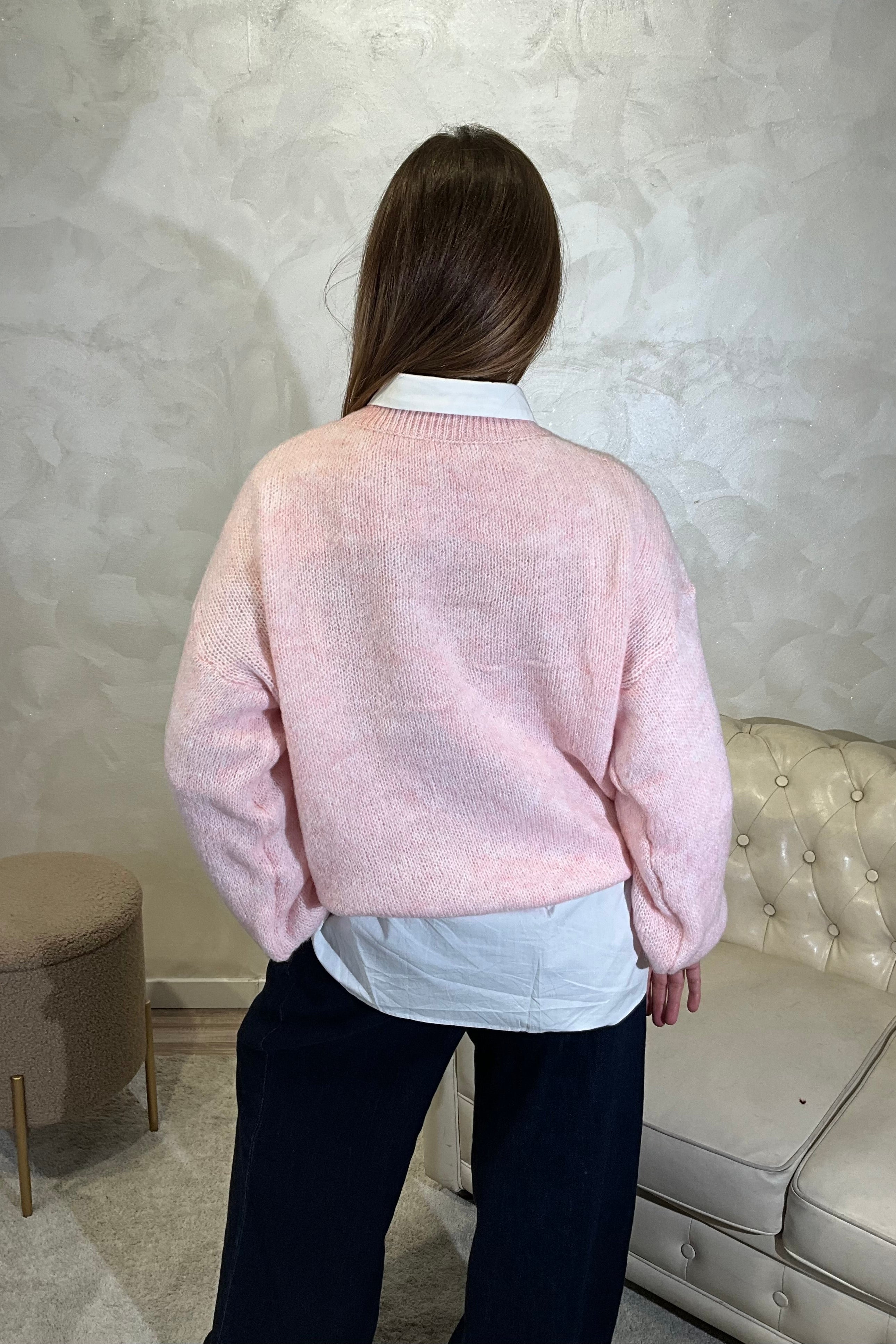 MAGLIONE CON RICAMO "HO SEMPRE RAGIONE" COL.ROSA