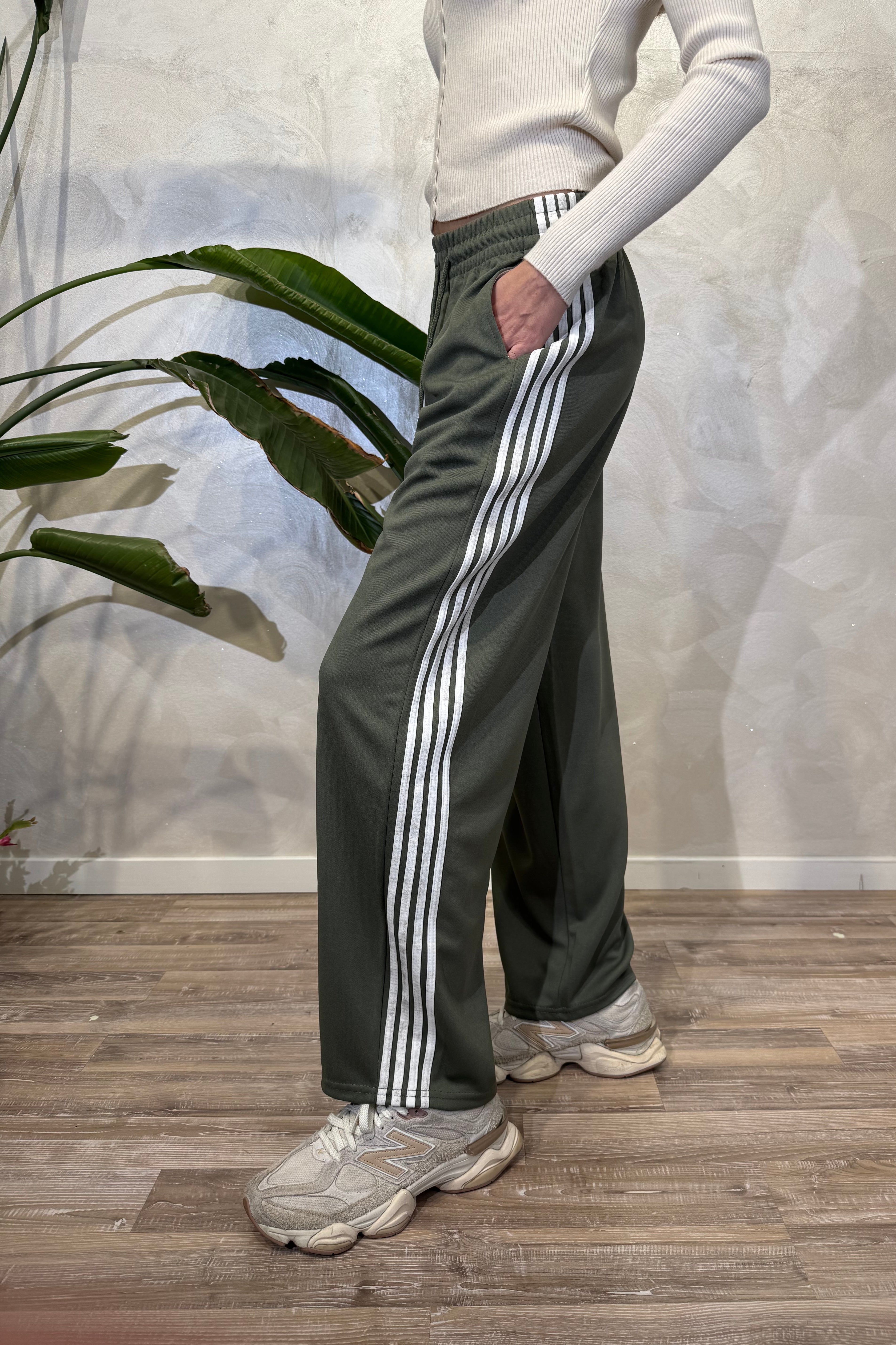 JOGGER STRIPE PANTA CON BANDE LATERALI COL. VERDE