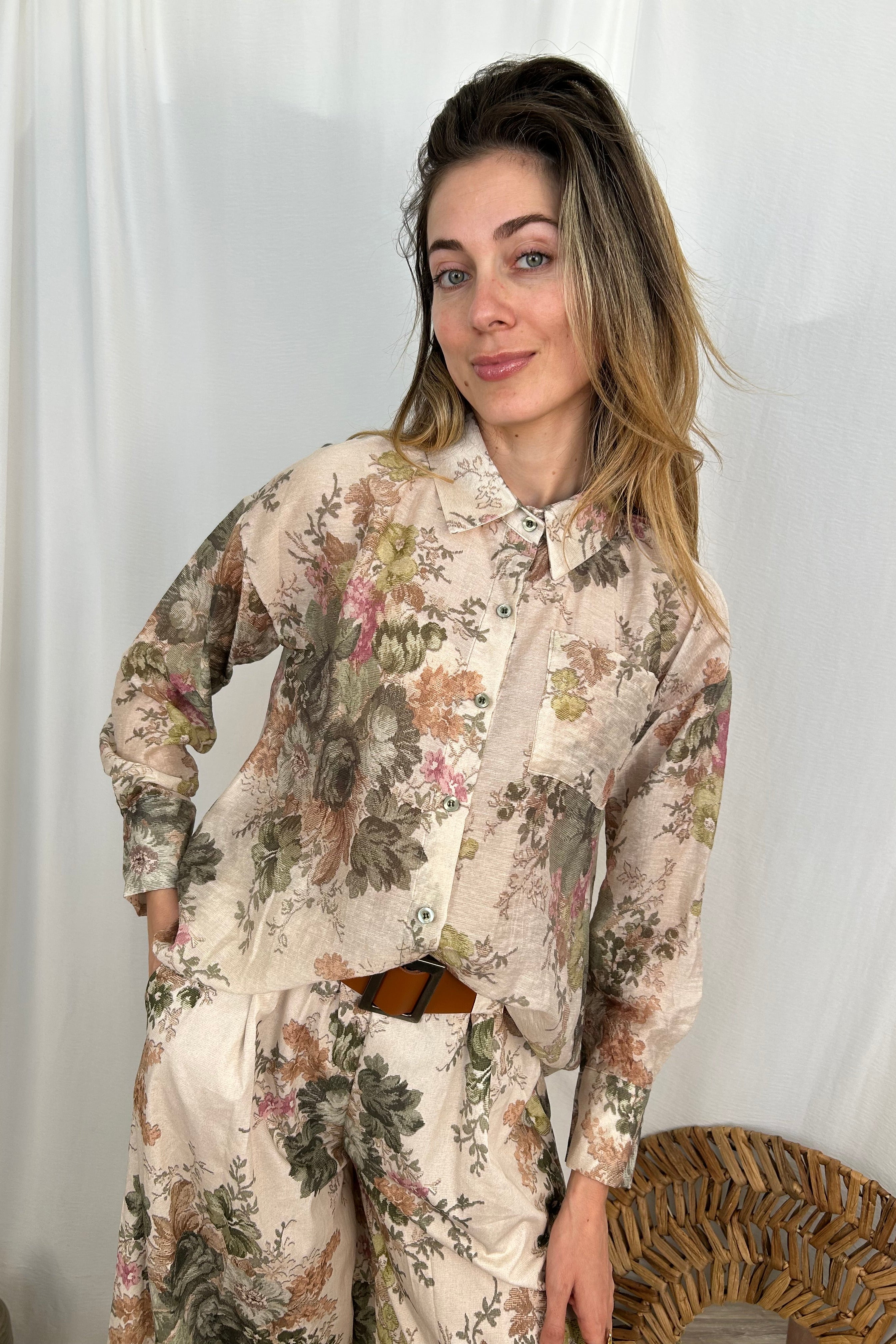 CAMICIA MANICHE LUNGHE CON STAMPA FLOREALE