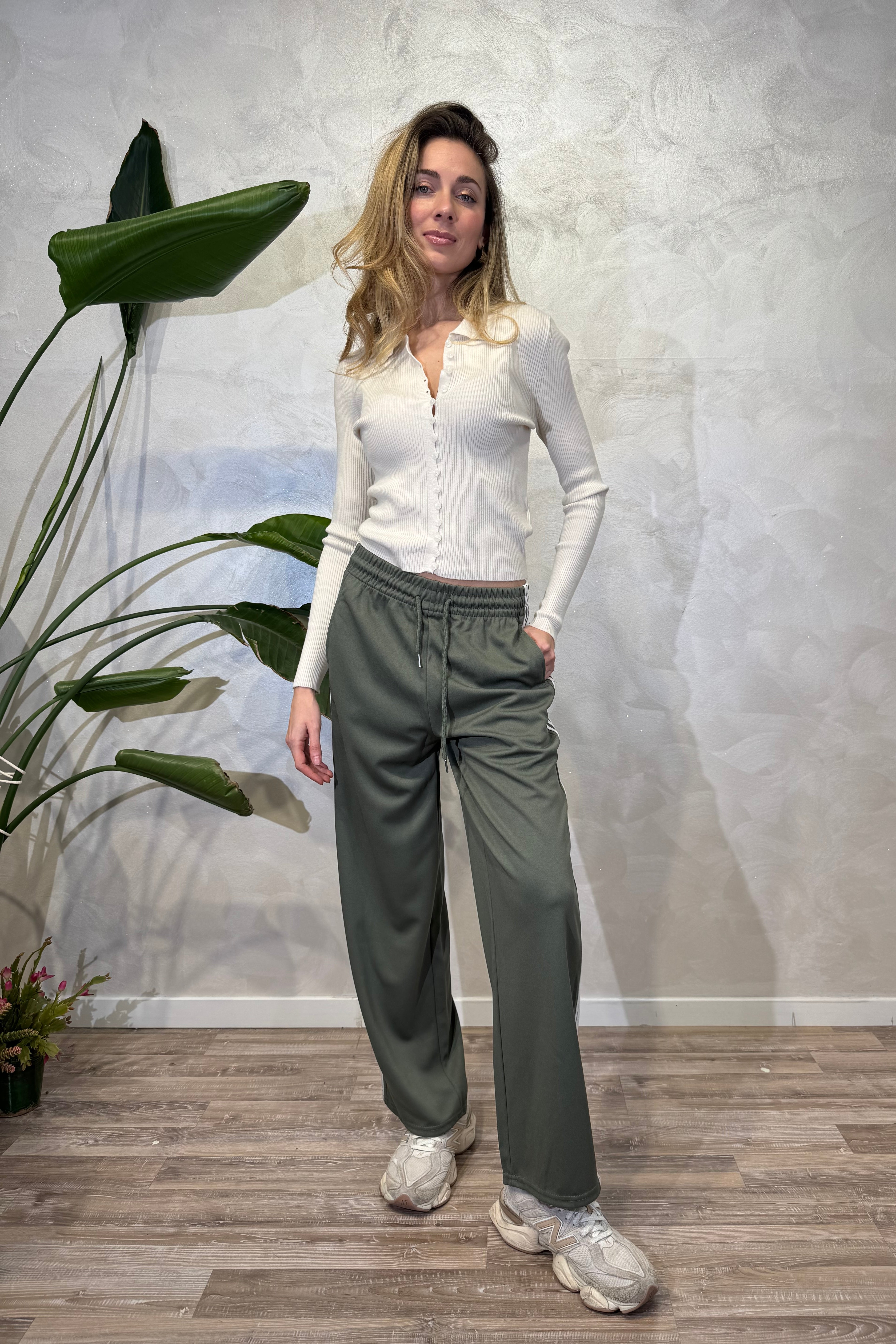 JOGGER STRIPE PANTA CON BANDE LATERALI COL. VERDE