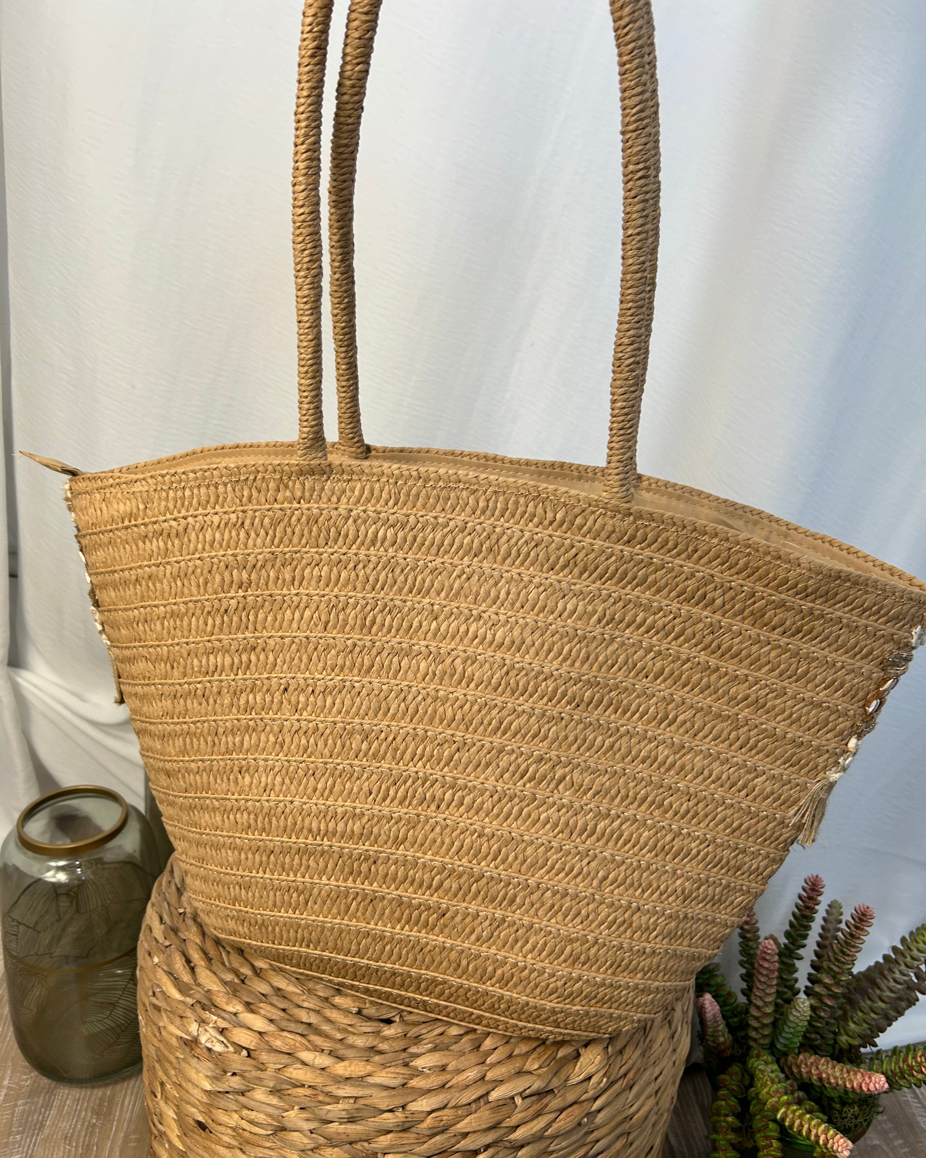 BORSA RAFFIA DECOR INTRECCIATA