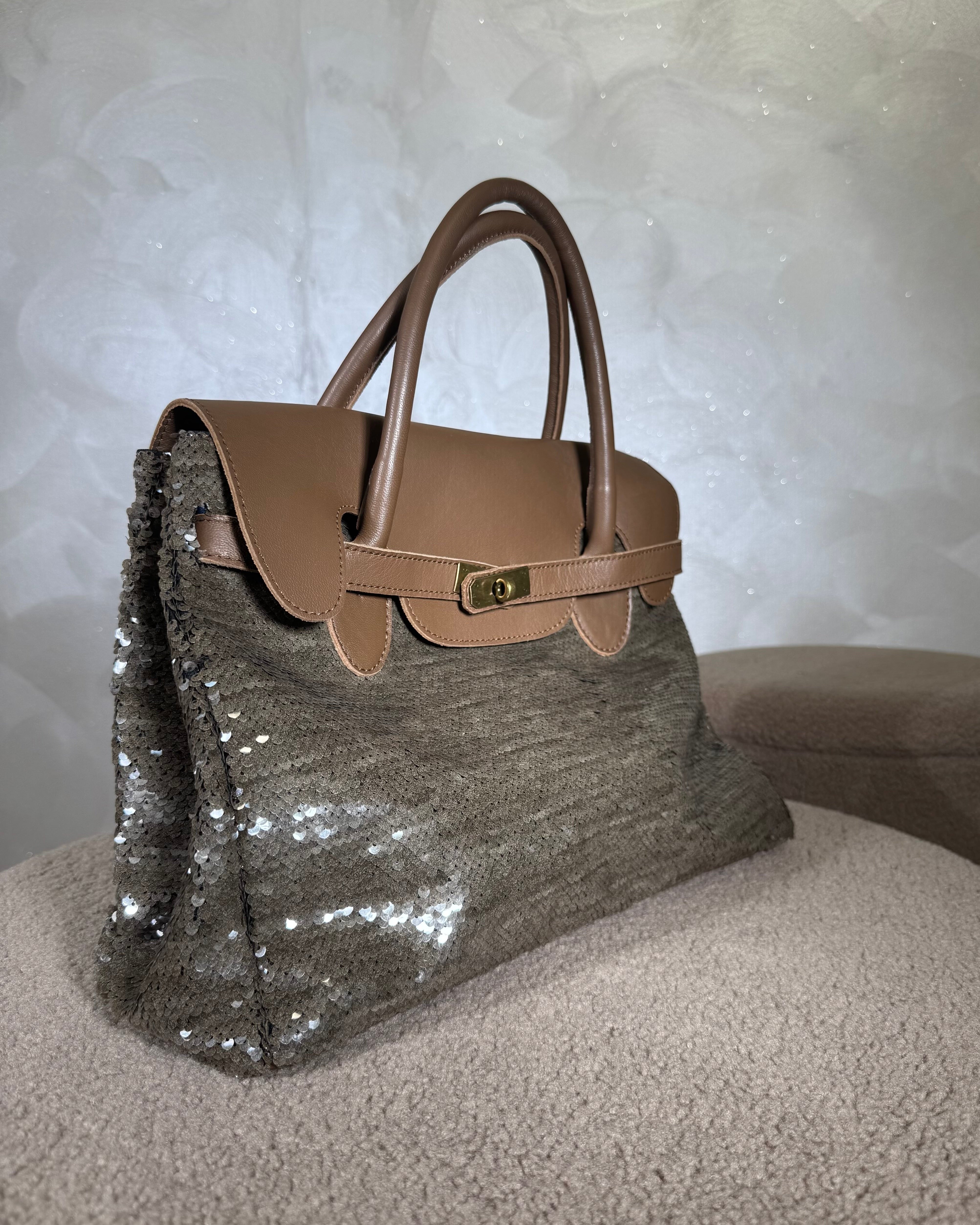 BORSA CON PAILLETTES COL.MARRONE