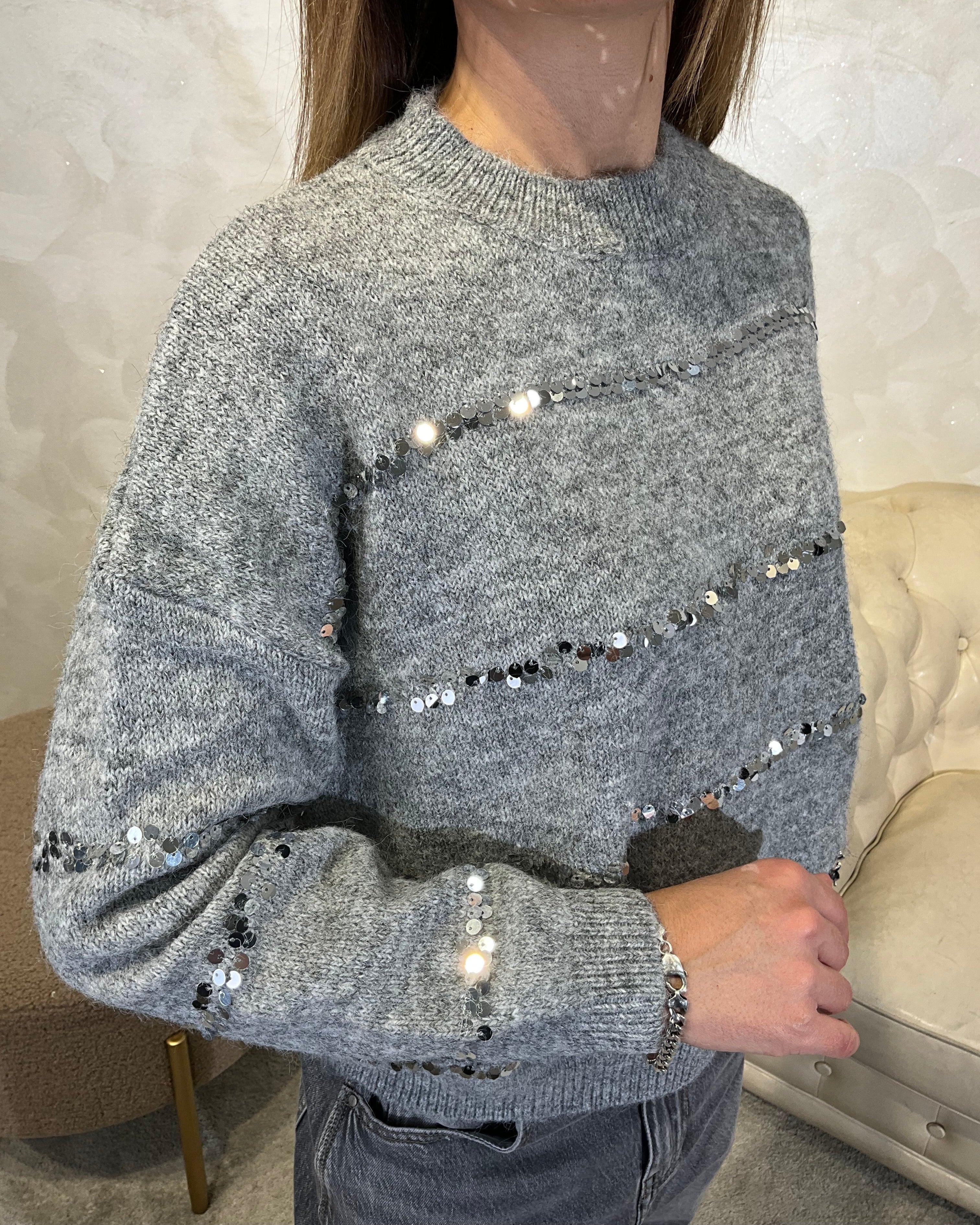 MAGLIA UNITA CON DETTAGLI PAILLETTES COL. GRIOGIO