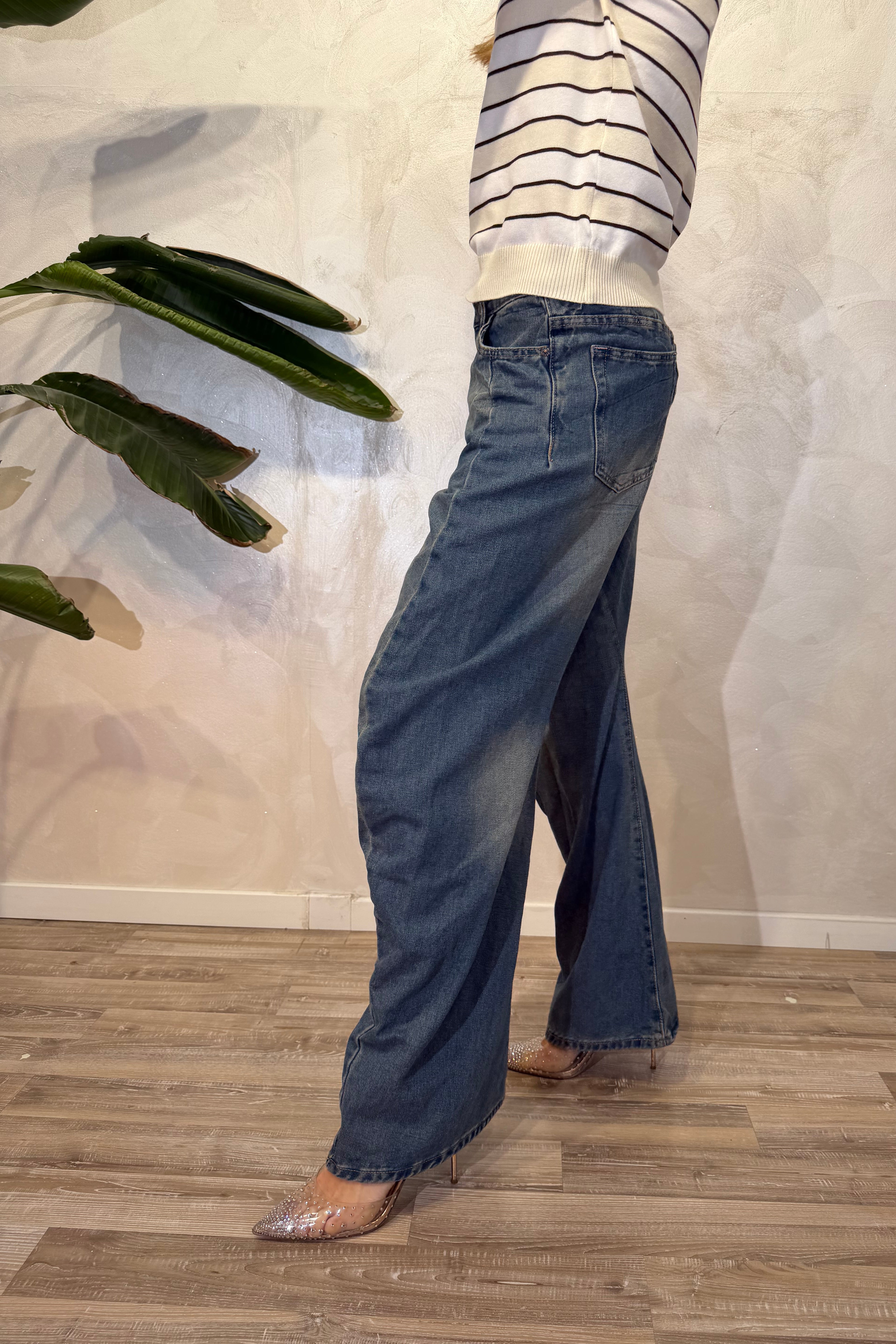 JEANS WIDE LEG COL.MEDIUM DENIM