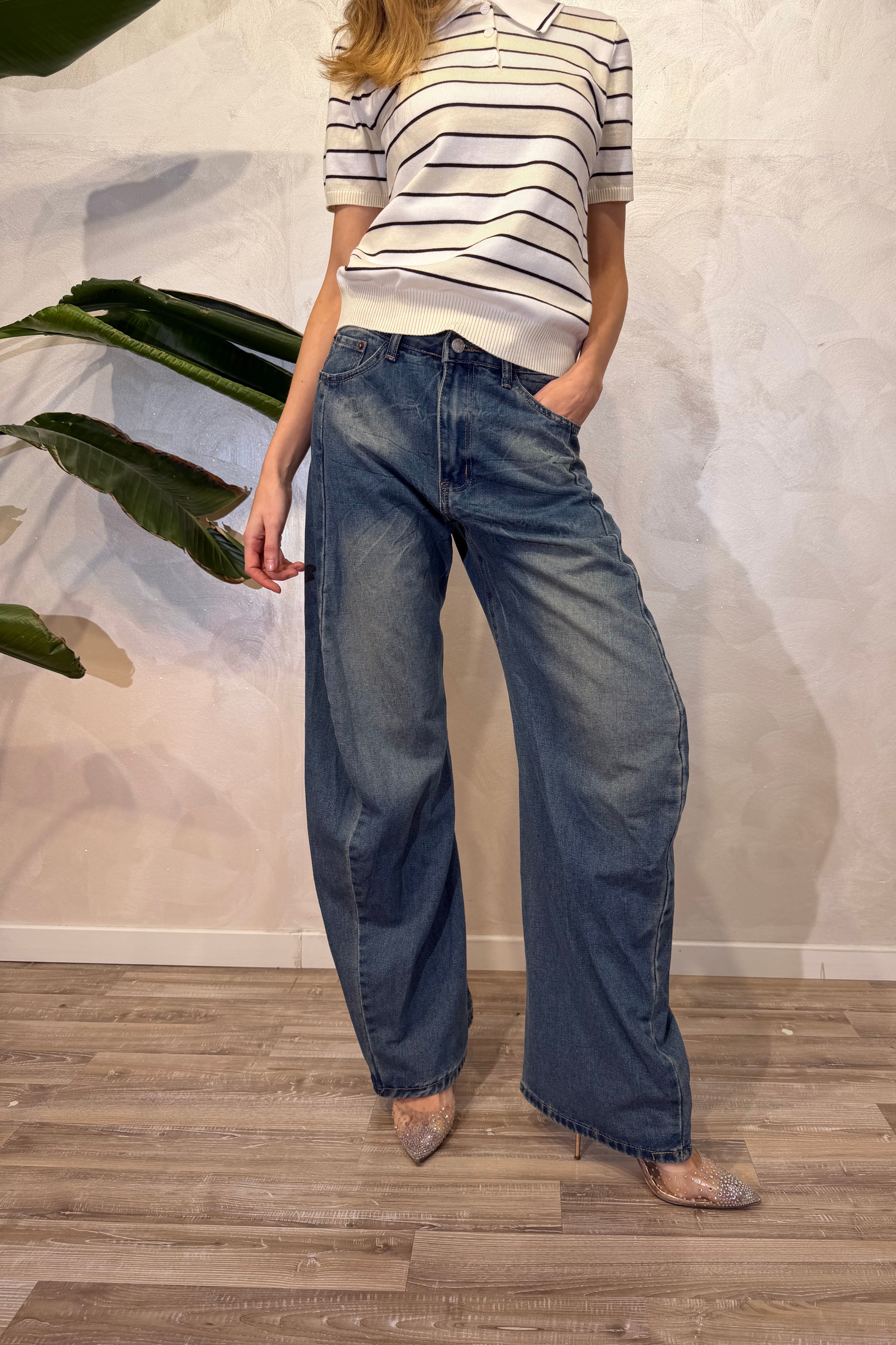 JEANS WIDE LEG COL.MEDIUM DENIM