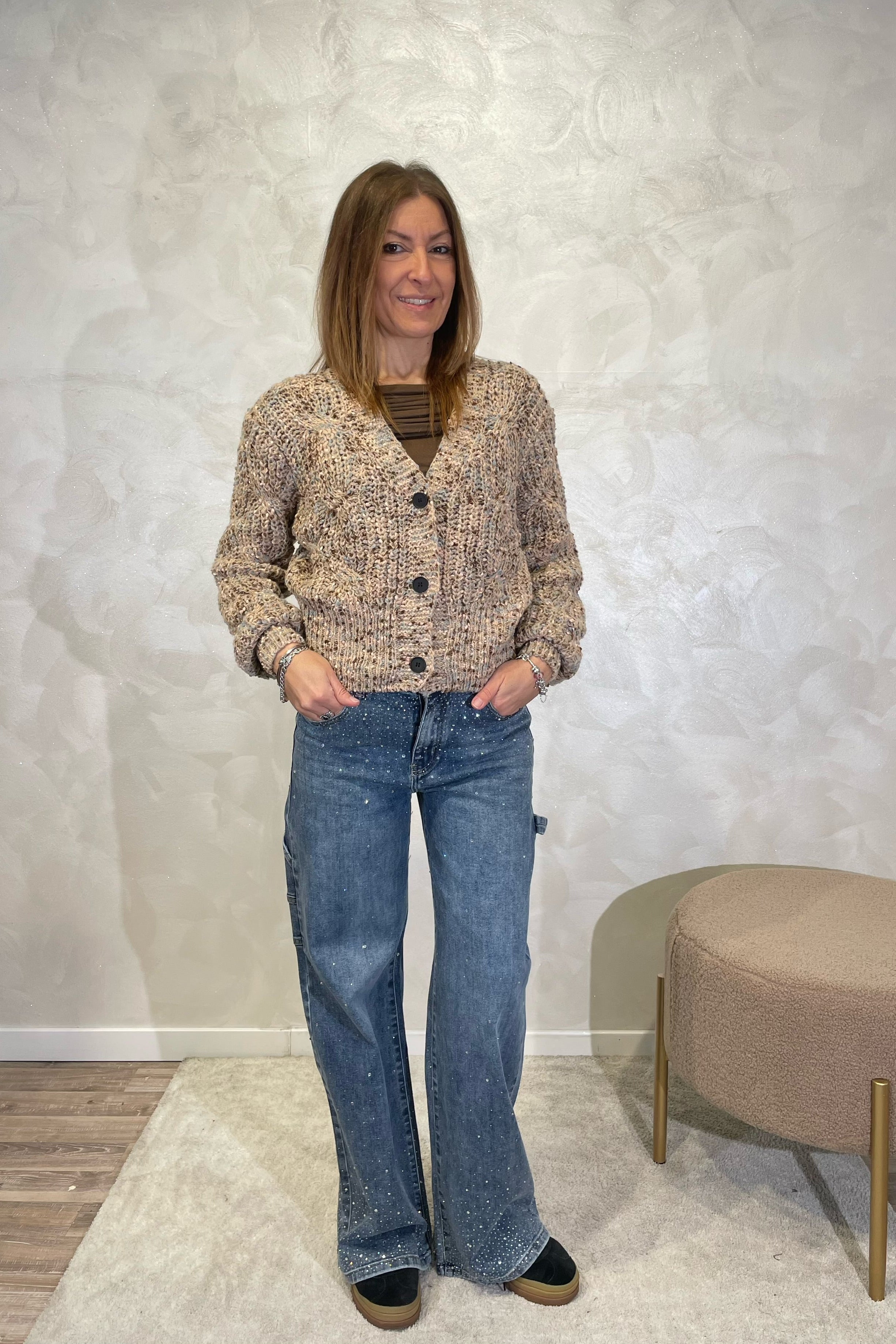 CARDIGAN CHUCKY MULTICOLOR COL.CAMEL