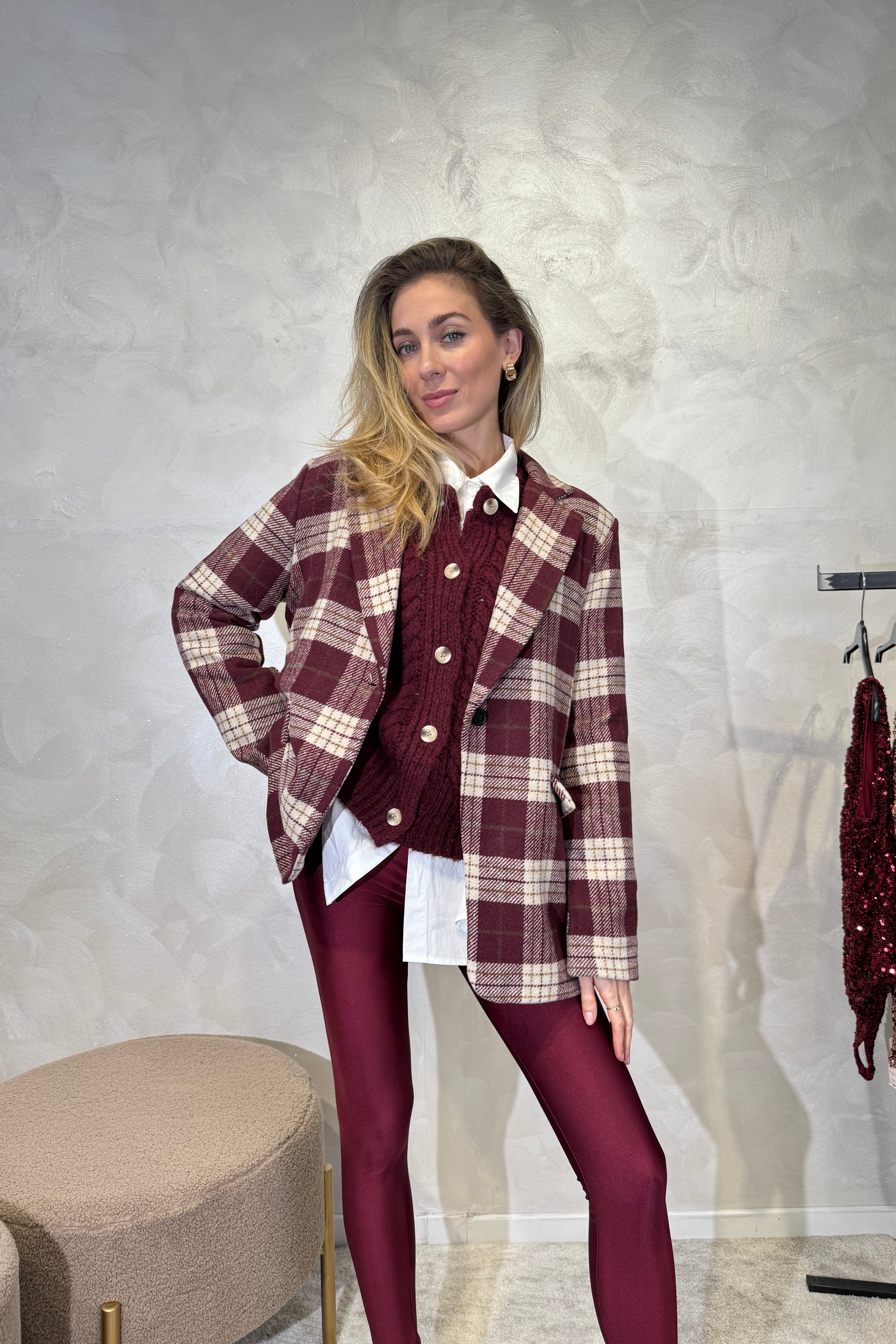 BLAZER TARTAN COL.BORDEAUX