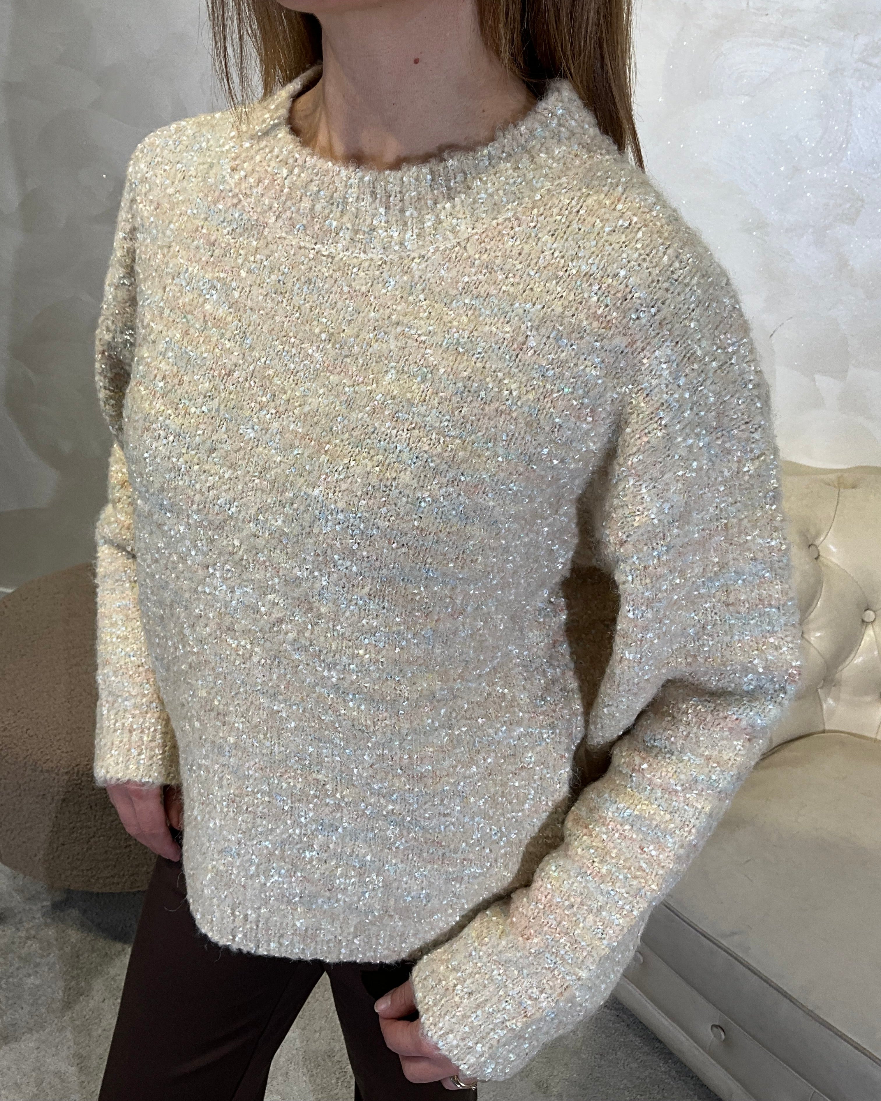 MAGLIA BICOLOR FILATO BORBIDOSO COL. PANNA