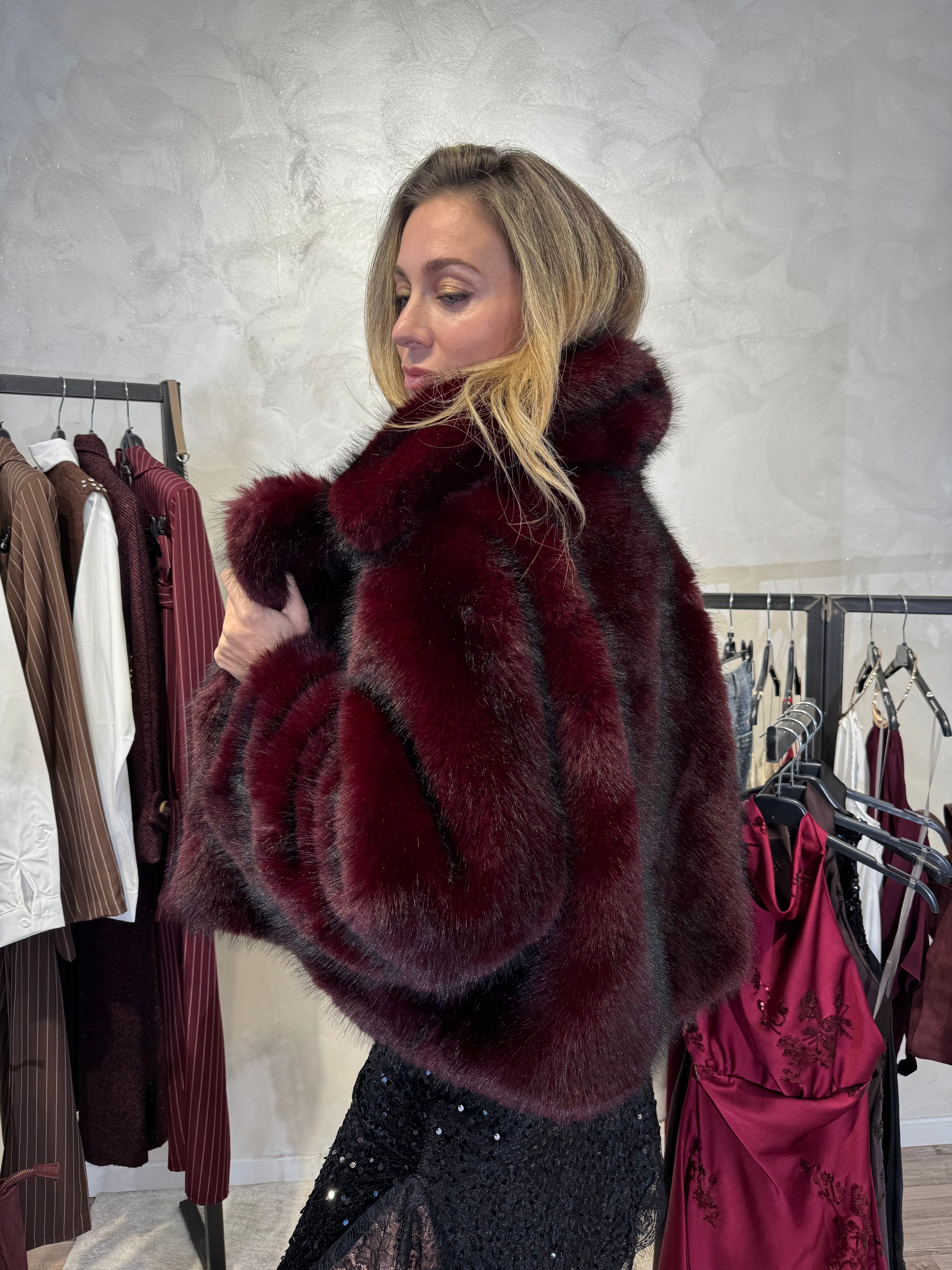 GIACCA ECOPELLICCIA CON REVER COL. BORGOGNA