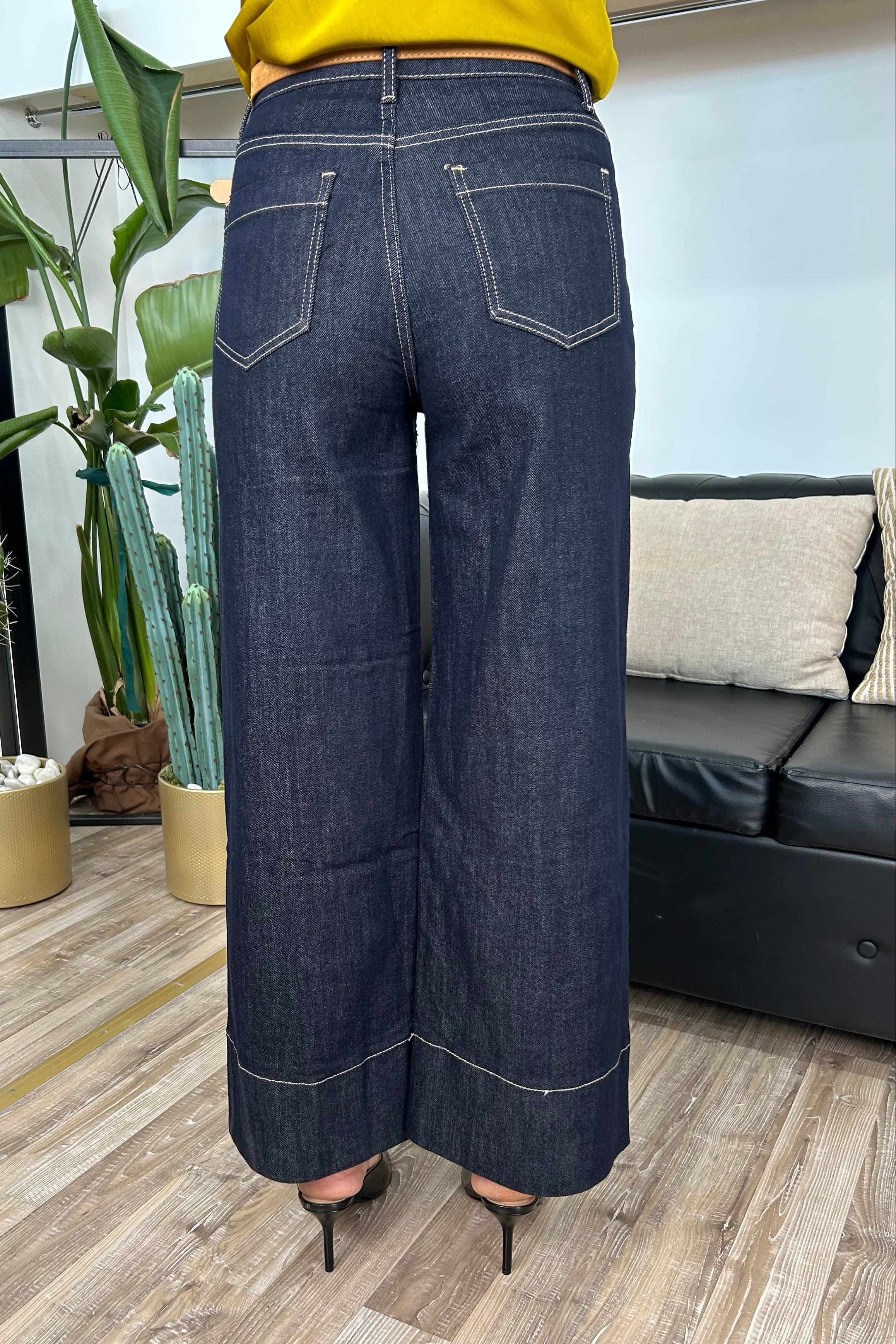 PANTALONE DENIM WIDE LEG CON CINTURA MOD. LISA