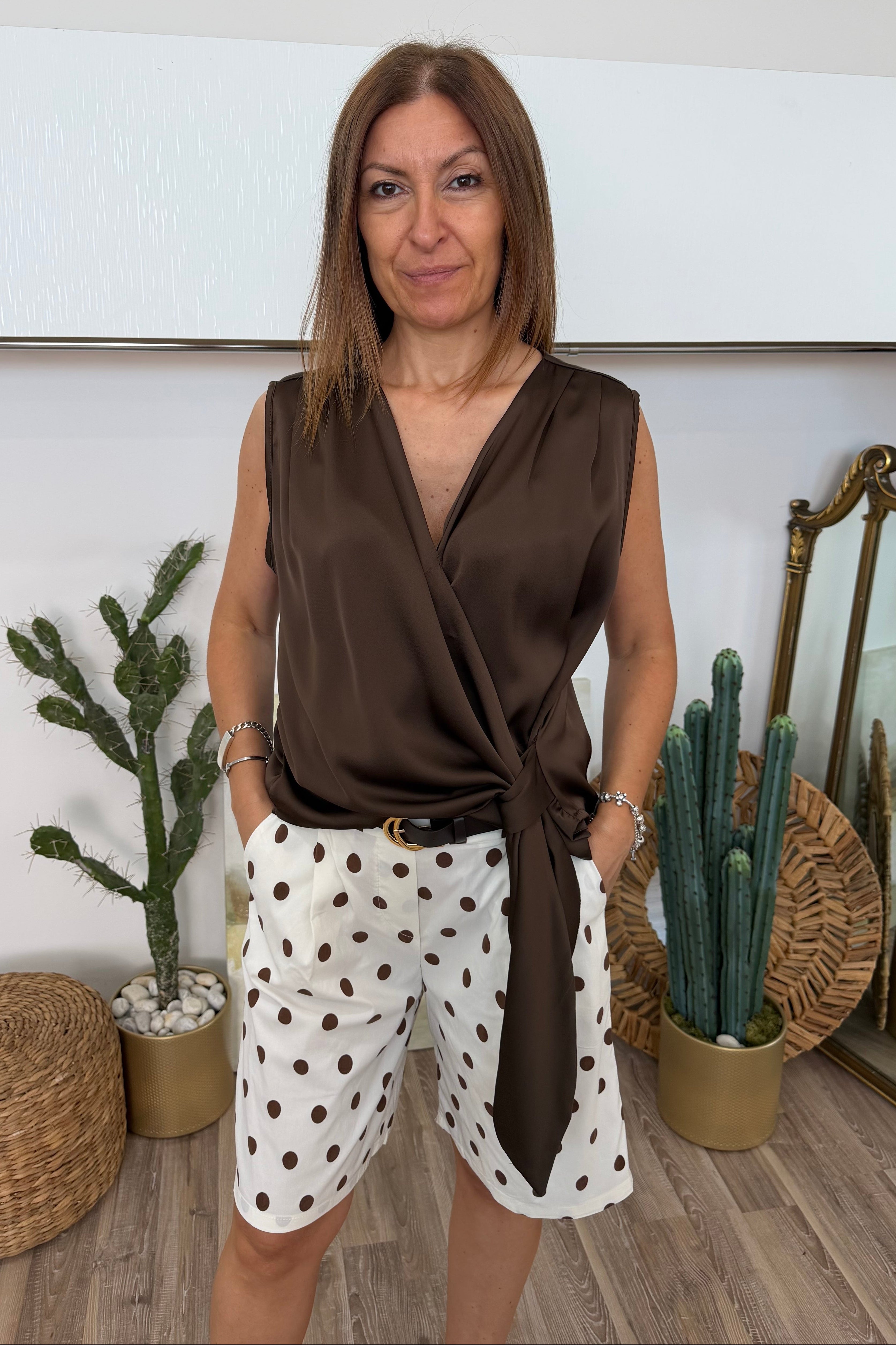 TOP DRAPPEGGIATO CON NODO LATERALE COL.MORO