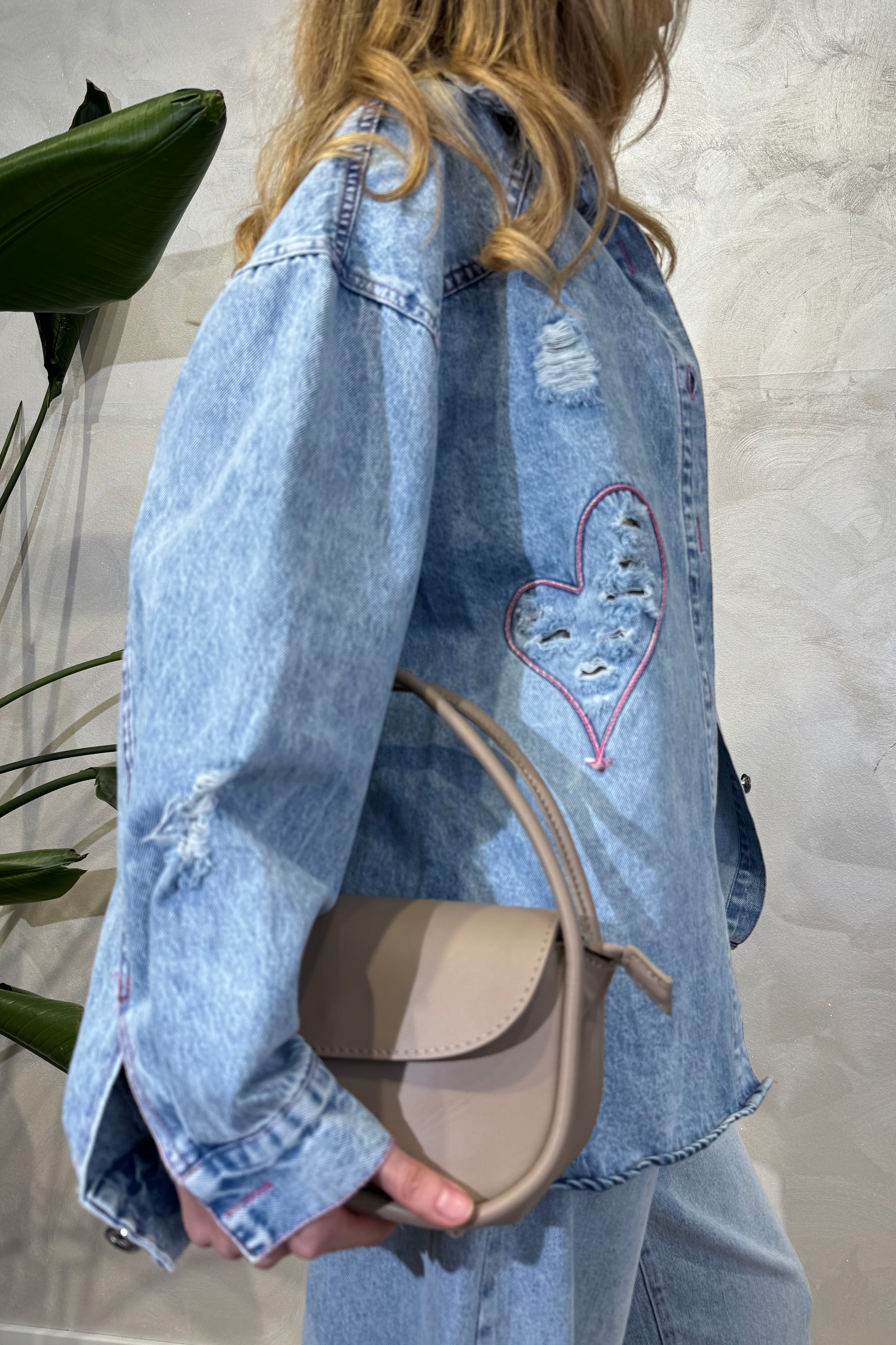 CAMICIA CON ROTTURE E CUCITURE IN CONTRASTO COL. DENIM CHIARO
