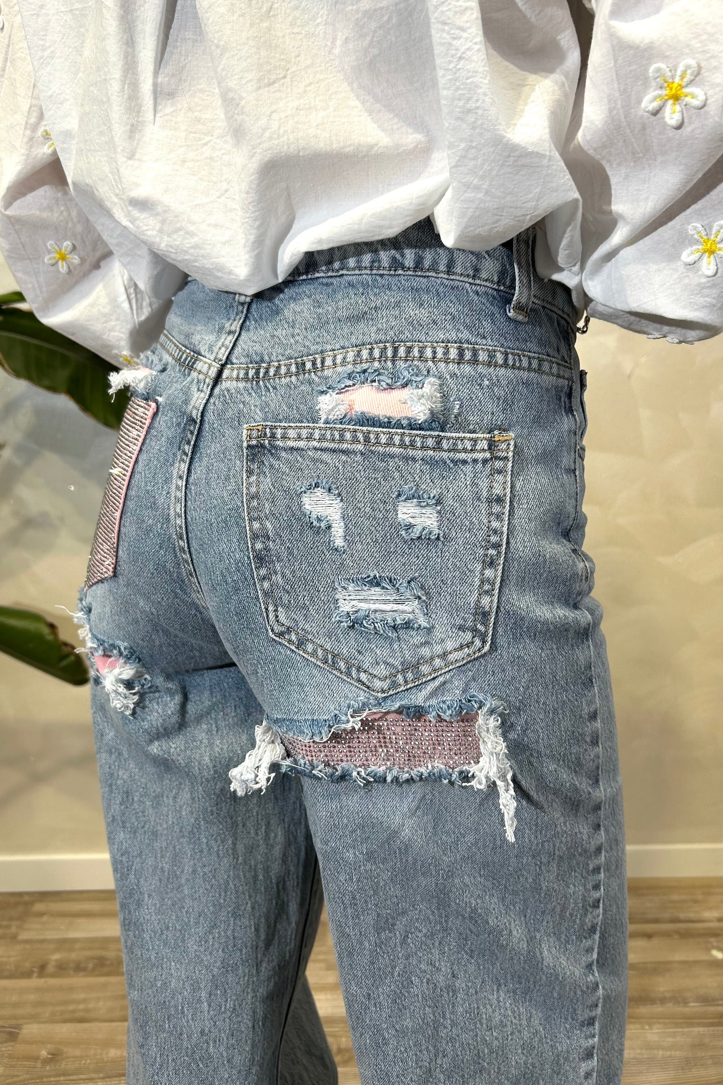 JEANS WIDE LEG TASCA BRILLANTI COL. DENIM CHIARO